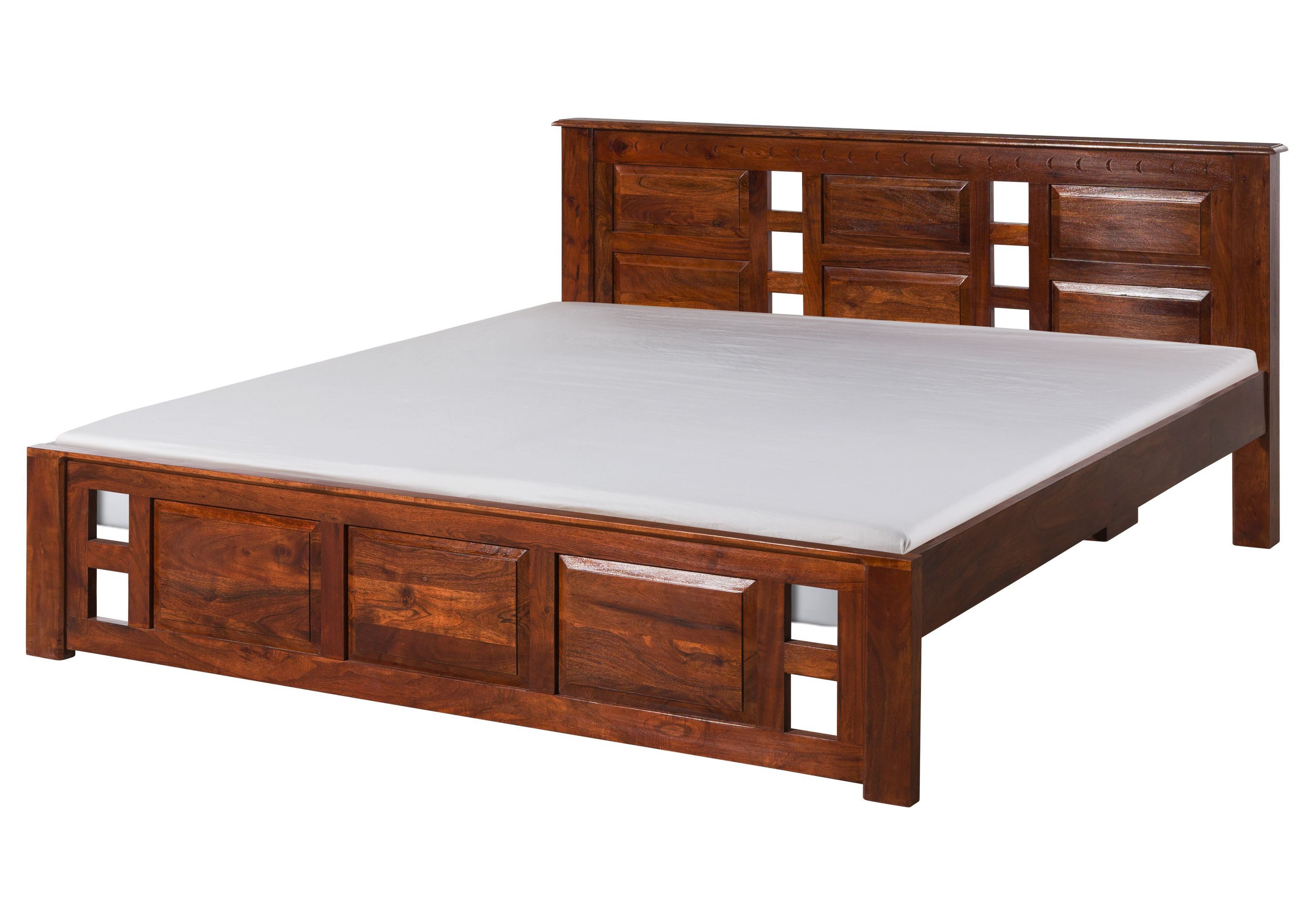 Massivmoebel24 Massivholzbett OXFORD (Bett Akazie 200x200x90 nougat lackiert OXFORD #254), Bett Akazie 200x200x90 nougat lackiert OXFORD #254