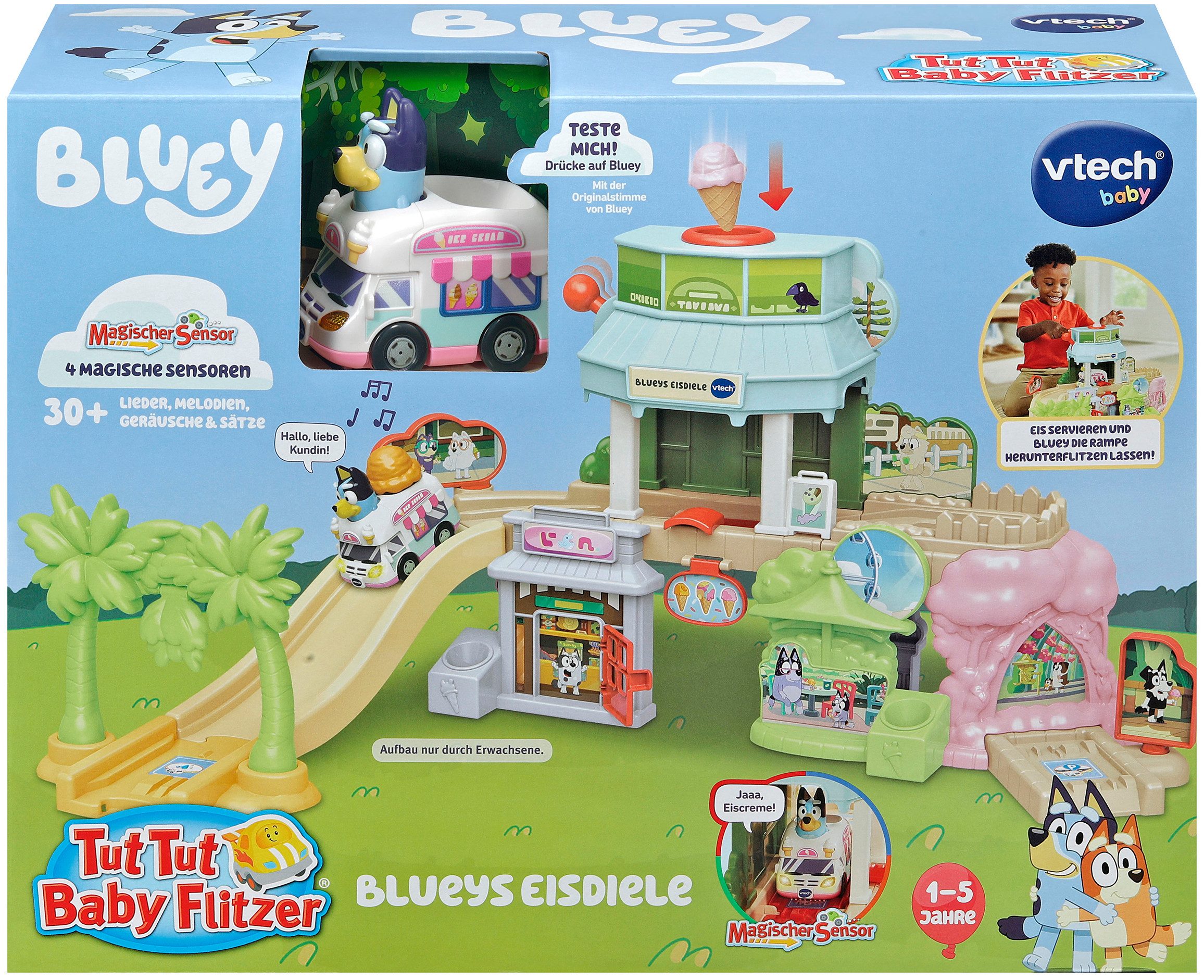 Vtech® Spielwelt Tut Tut Baby Flitzer - Blueys Eisdiele, inklusive Eiswagen
