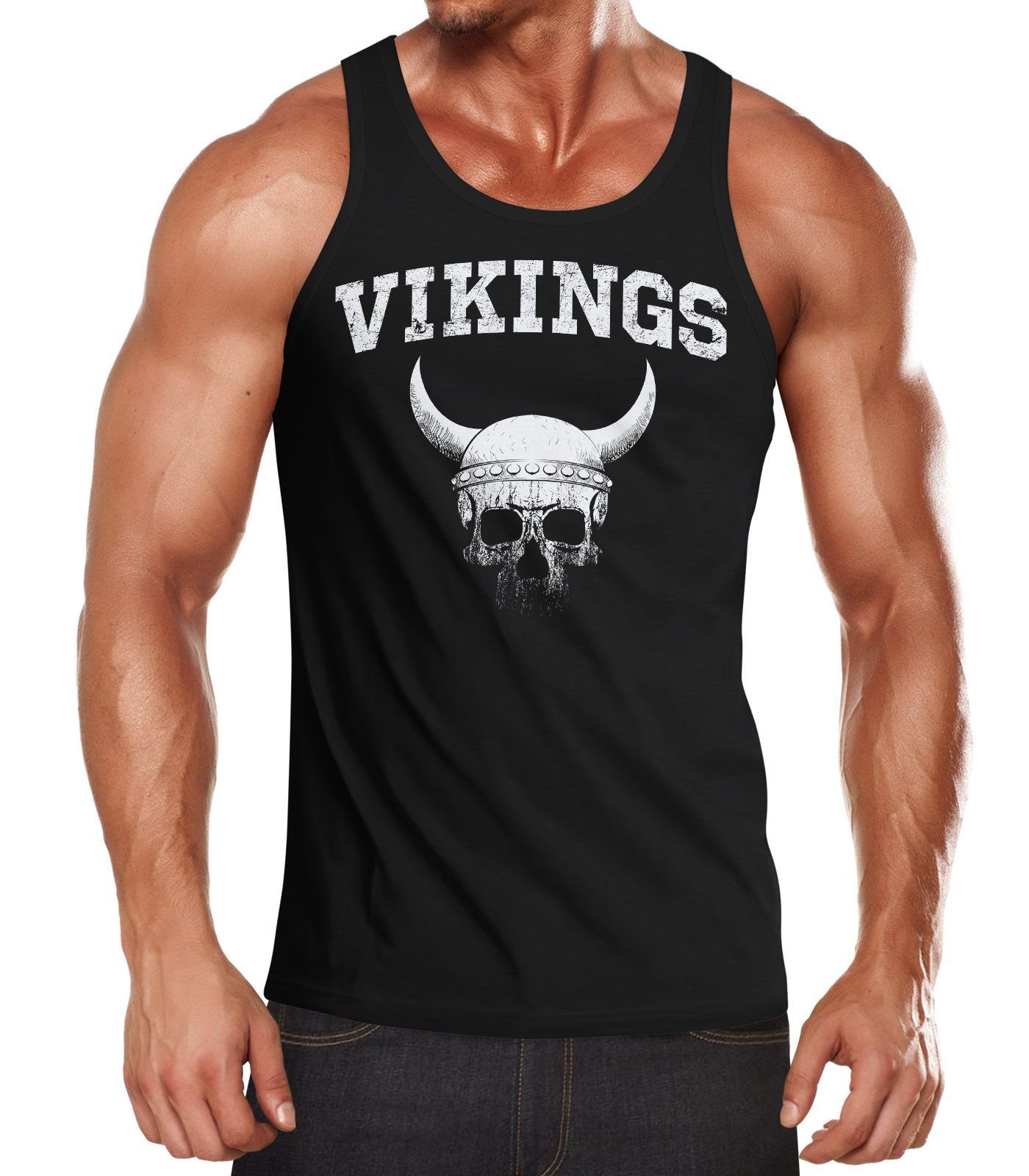 Neverless Tanktop Herren Tank-Top Wikinger-Helm Skull Totenkopf Muskelshirt günstig online kaufen
