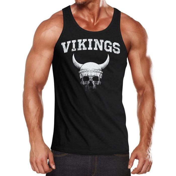 Neverless Tanktop Herren Tank-Top Wikinger-Helm Skull Totenkopf Muskelshirt Muscle Shirt Neverless® mit Print