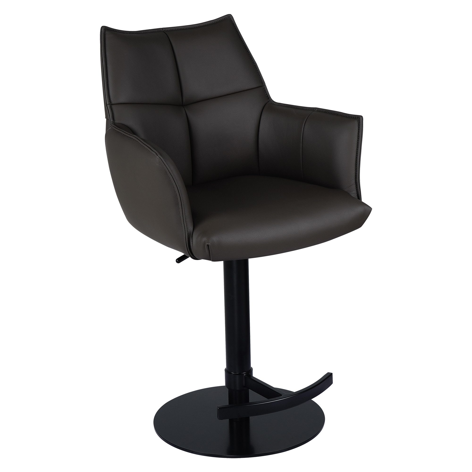 Raburg Barhocker Küchenhocker, Leder, höhenverstellbar, 360° drehbar, Fußstütze, Mele (Einzelartikel, 1 St), gepolstert, 120 kg belastbar, Metallgestell