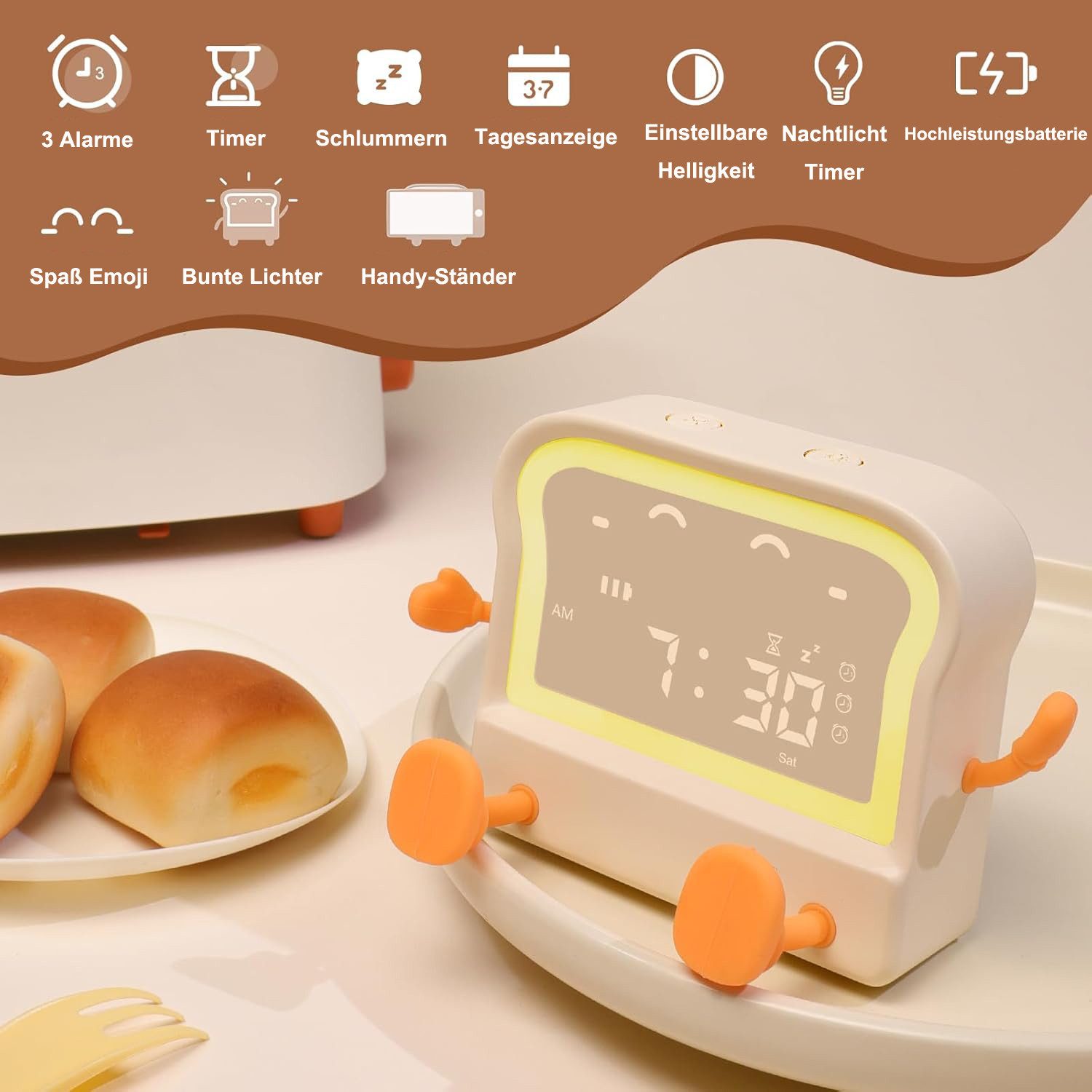Coonoor Kinderwecker Toaster-Wecker, Lernwecker mit 3 günstig online kaufen