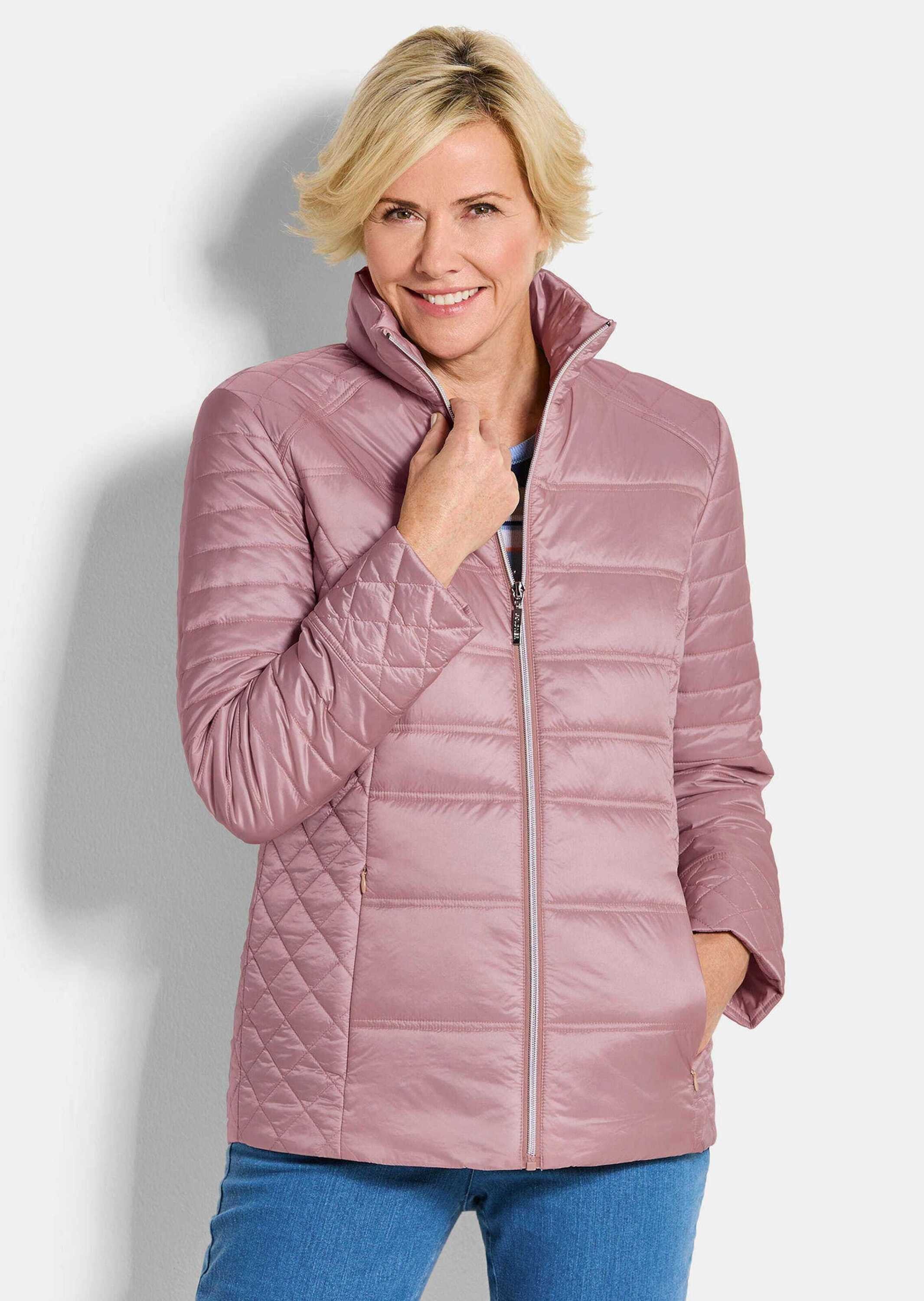 GOLDNER Steppjacke Übergangsjacke mit Muster-Mix Windjacke mit Stehkragen, Reißverschluss, Taschen und Langarm