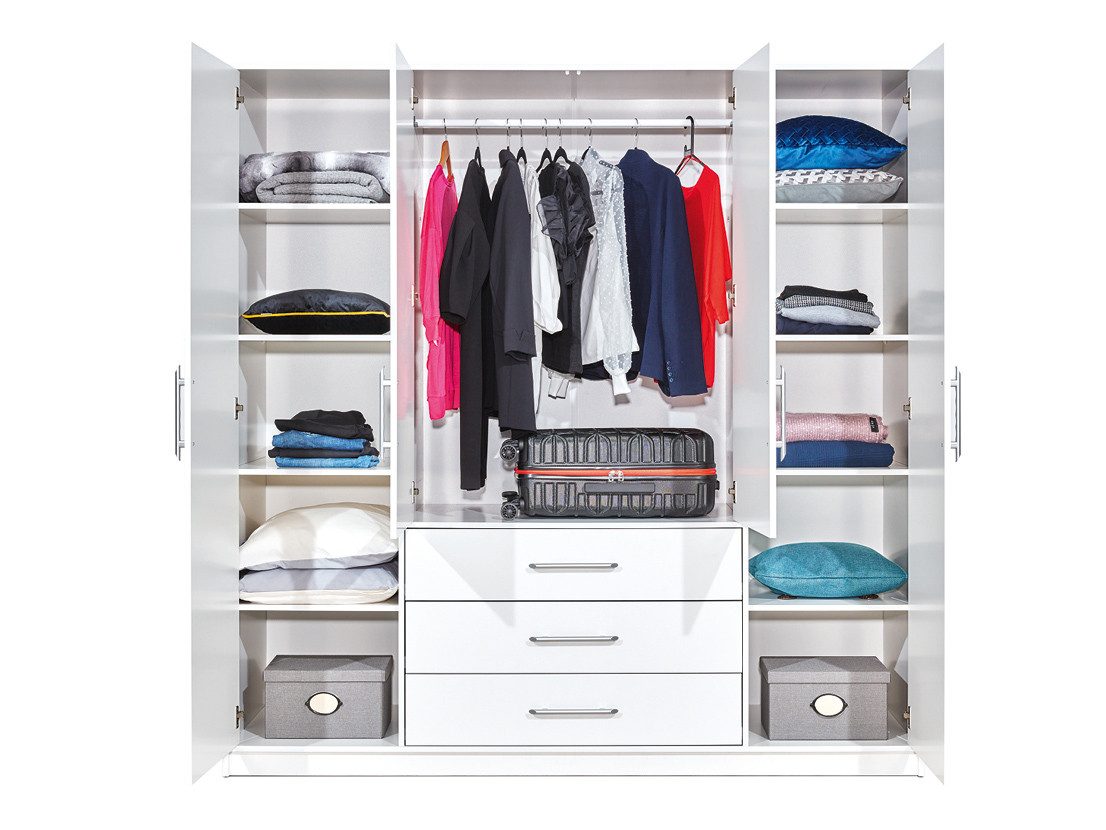 Beautysofa Kleiderschrank Kleiderschrank mit 4 türen BALI D4 Garderobenschrank mit Spiegel