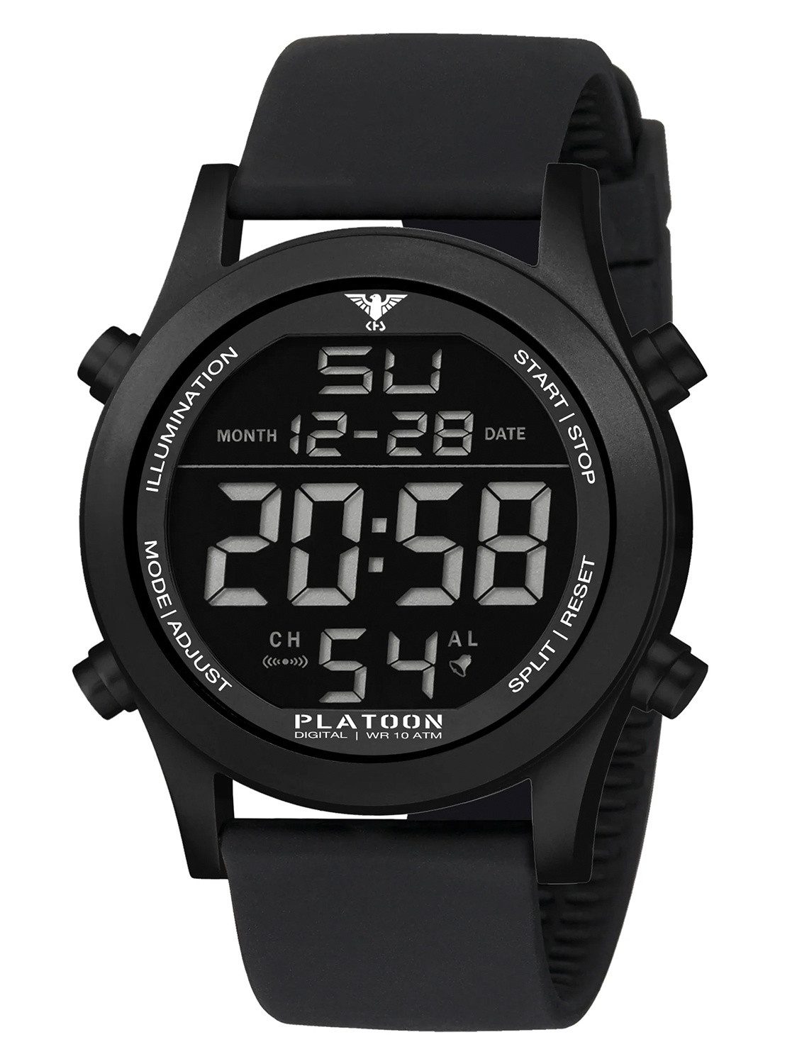 KHS Digitaluhr Digital-Platoon Schwarz Silikonband günstig online kaufen