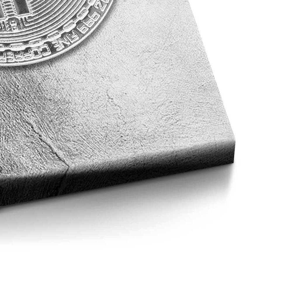 DOTCOMCANVAS® Leinwandbild, Premium - Motivation - Bitcoin - Trading Crypto weißer - Silber Rahmen Leinwandbild