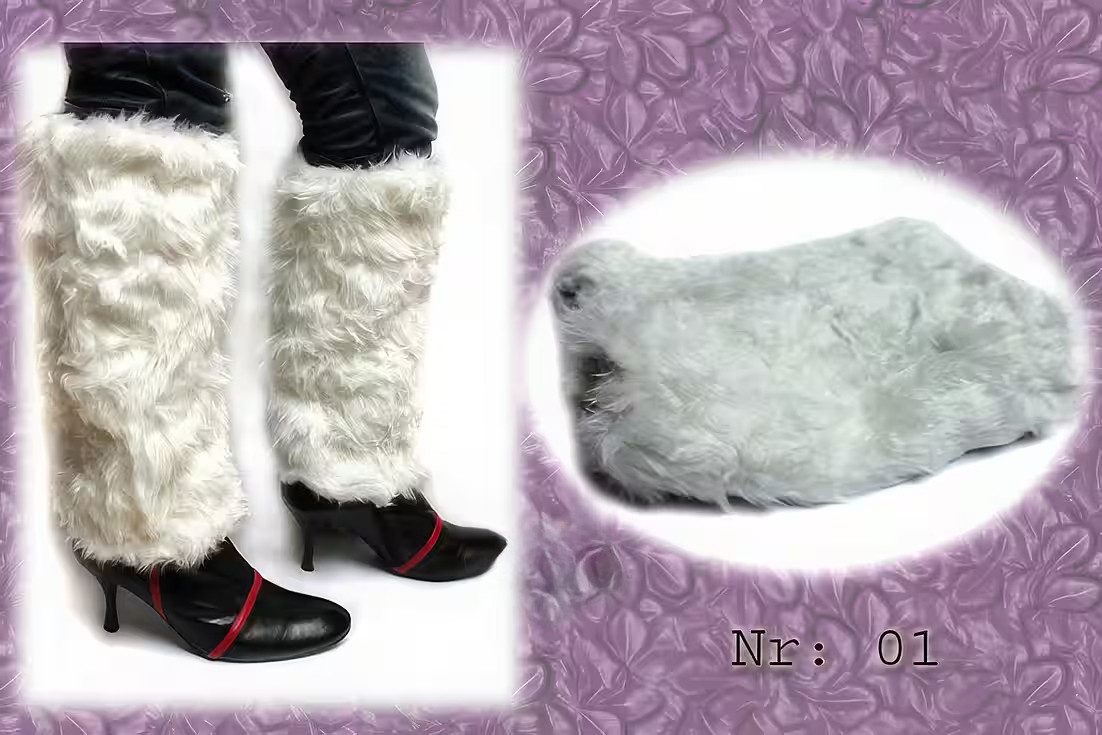 Yudu Beinstulpen 1 Paar Fellstulpen Stiefelstulpen 36cm lange weiss