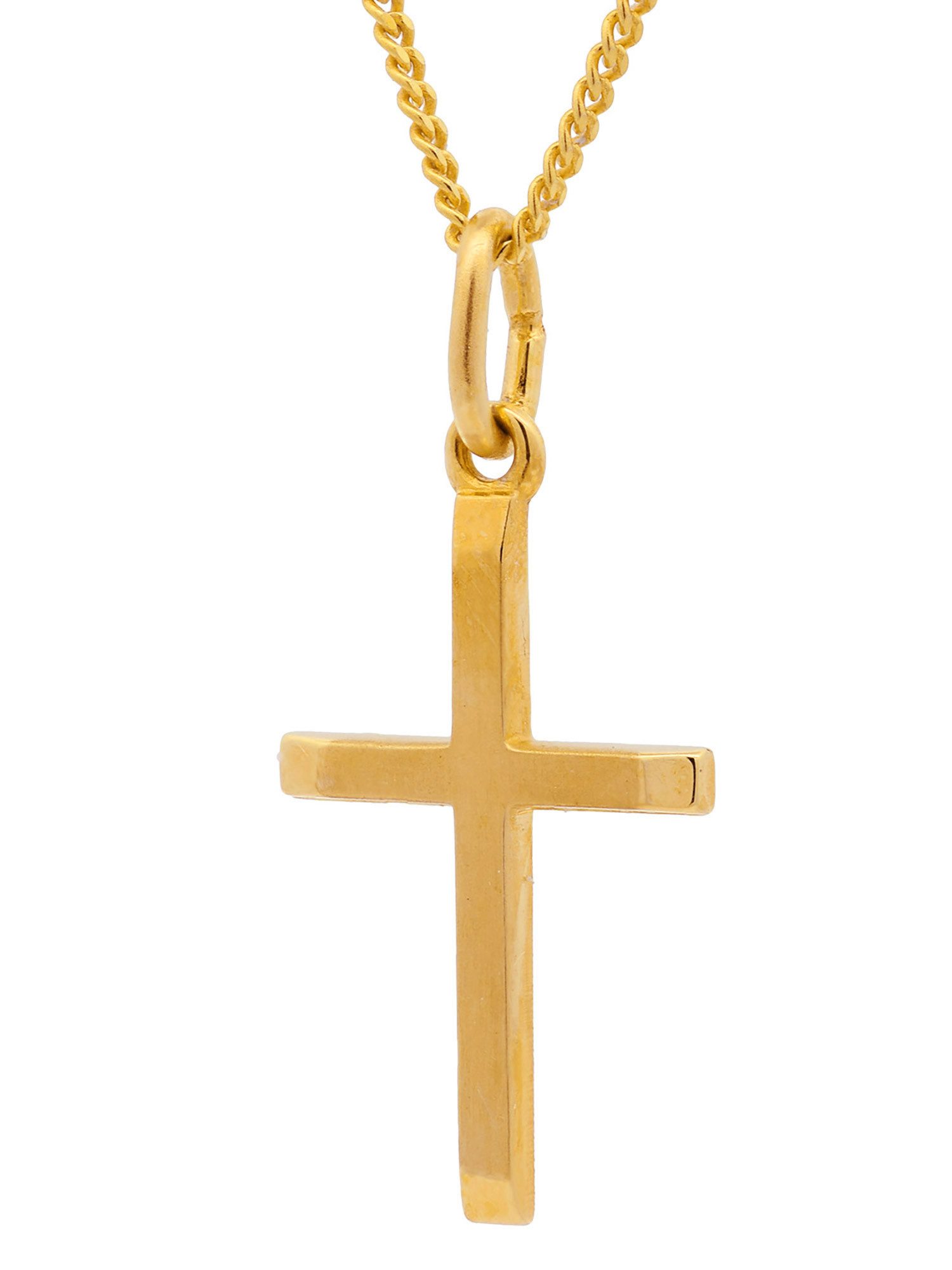 Kreuzanhänger Gold Anhänger Kreuz mit Goldkette massiv 333 - 8 Karat Gold 36 cm