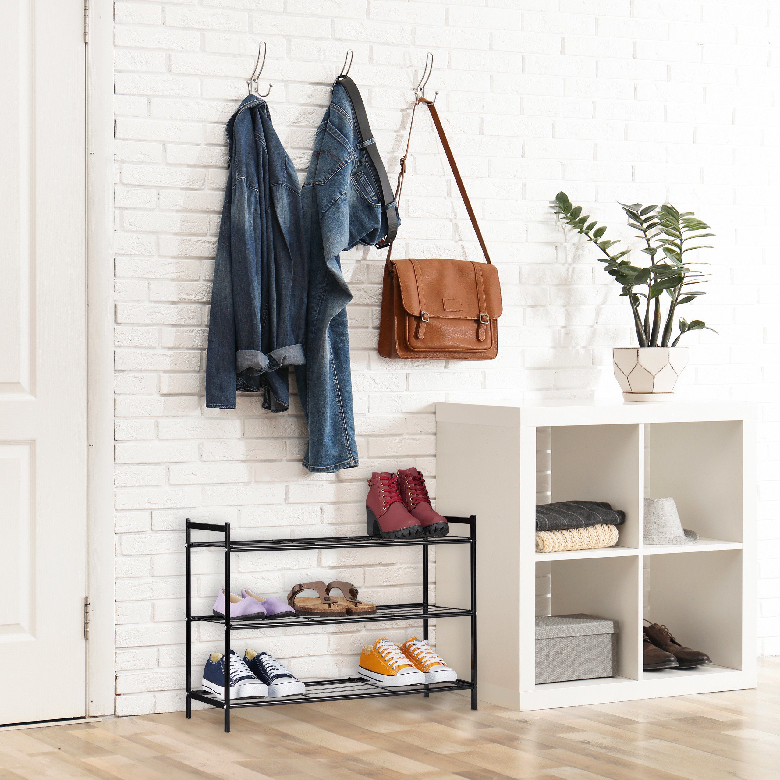 relaxdays Schuhregal Metall Schuhregal mit 3 günstig online kaufen