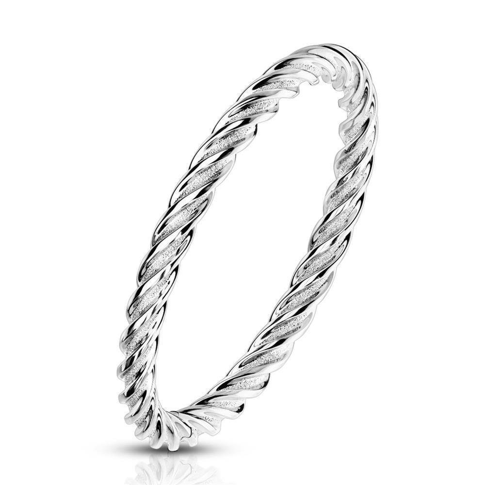 BUNGSA Fingerring Ring in gedrehter Optik aus Edelstahl Unisex 49 (15.6) silber (Ring, 1-tlg), Frauen Mädchen