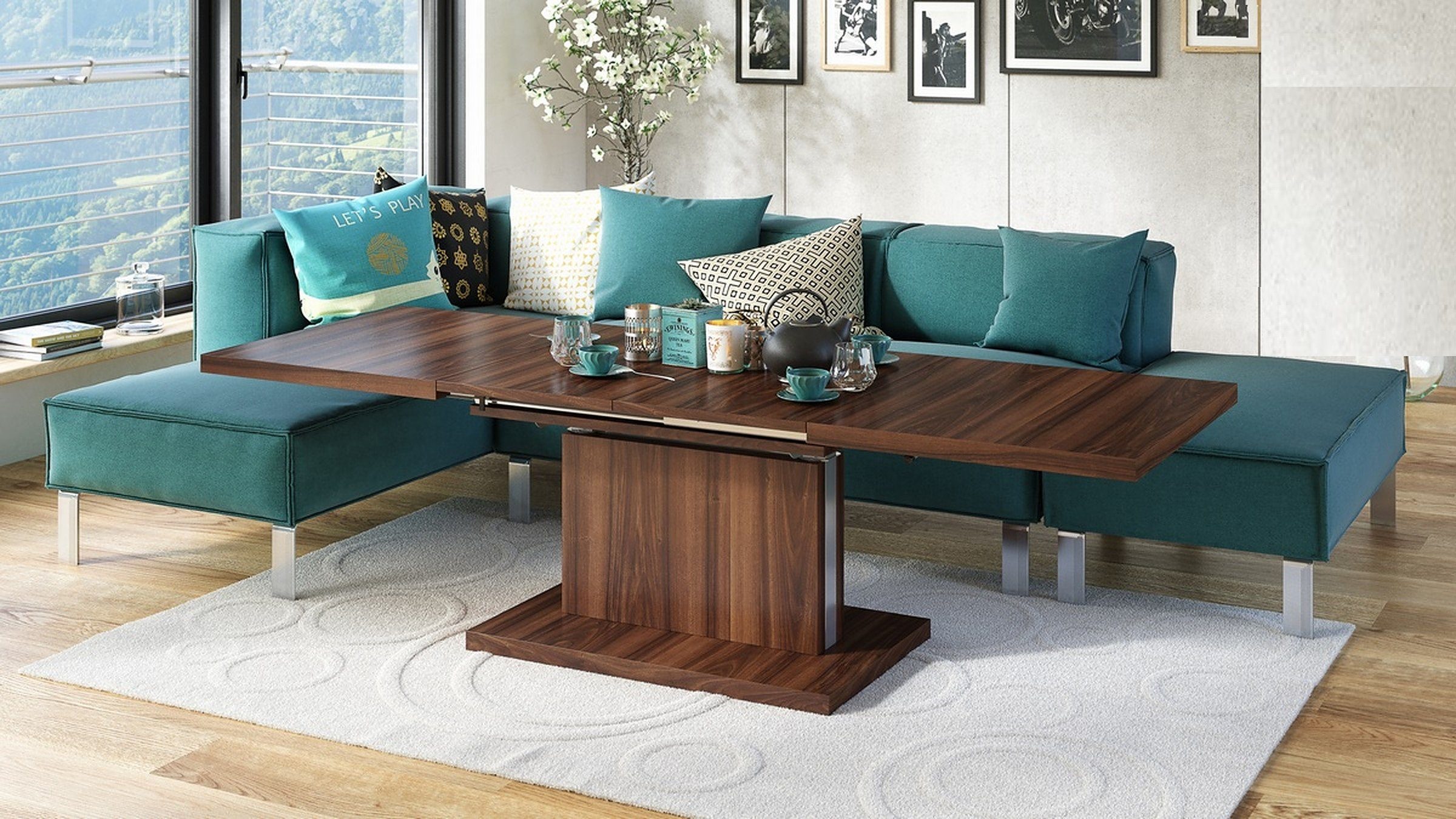 Mazzoni Couchtisch Aston Nussbaum Walnuss stufenlos günstig online kaufen