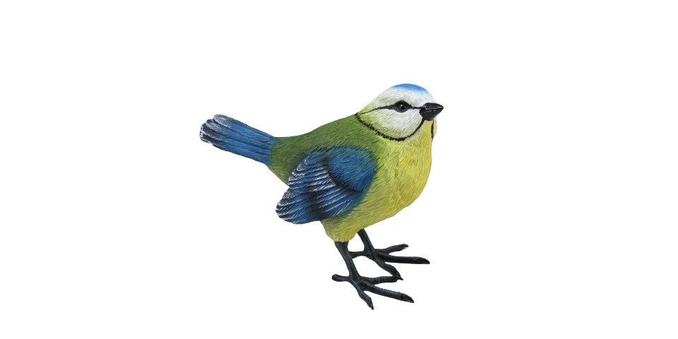Figurendiscounter Gartenfigur Dekofigur Vogel 10,5 x 12 cm blau gelb blau
