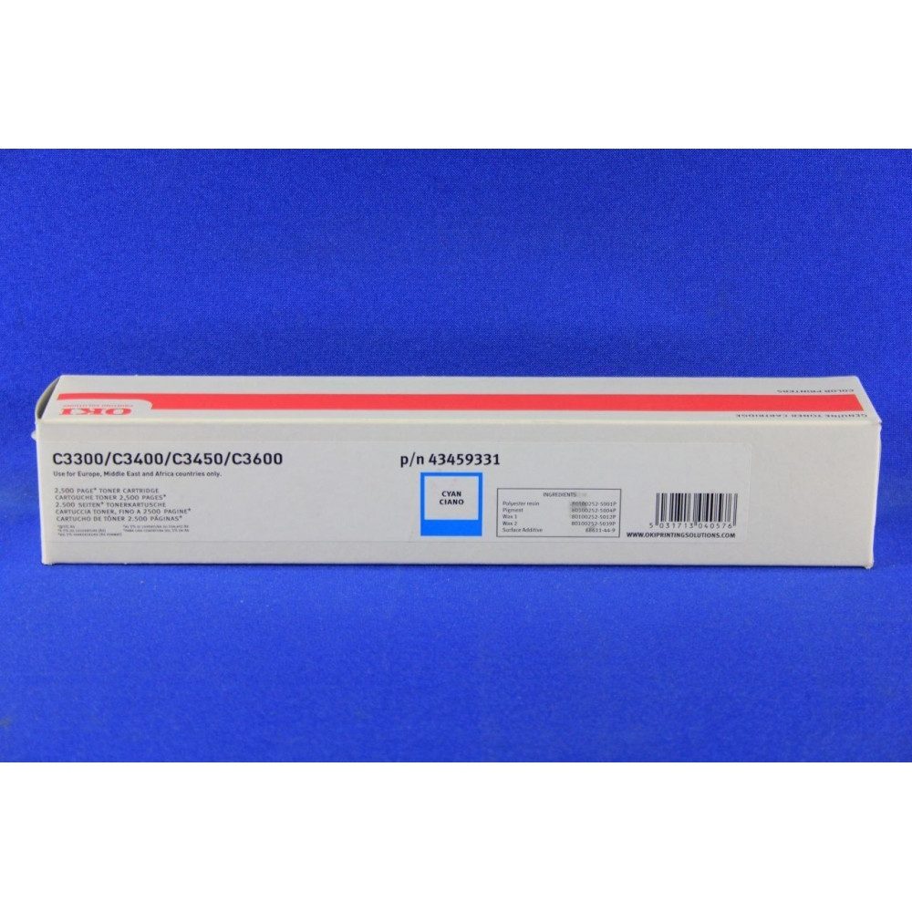 Oki Toner Cyan HC 43459331 für Drucker. Elektro-Kabel
