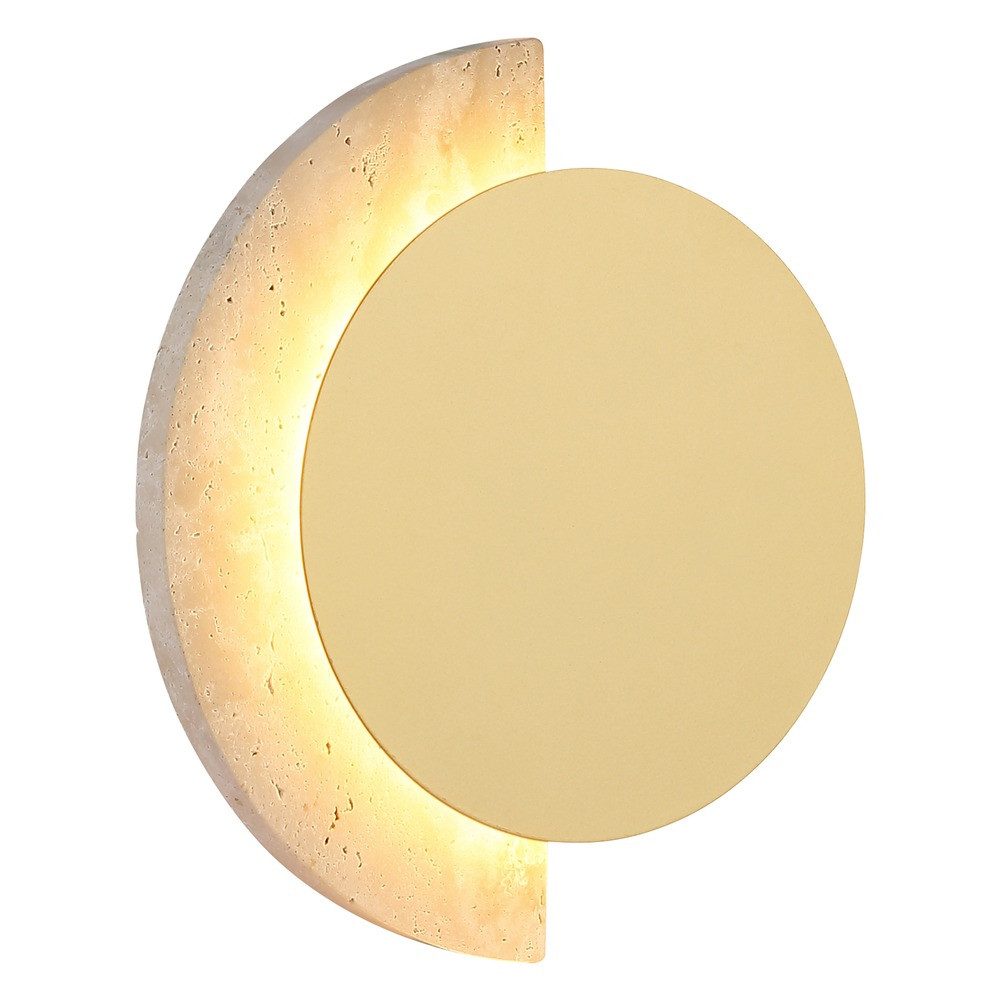 GLOBO LIGHTING LED Wandleuchte, LED-Leuchtmittel fest verbaut, Warmweiß, LED Wandleuchte Metall Stein weiß matt goldfarben Warmweiß H