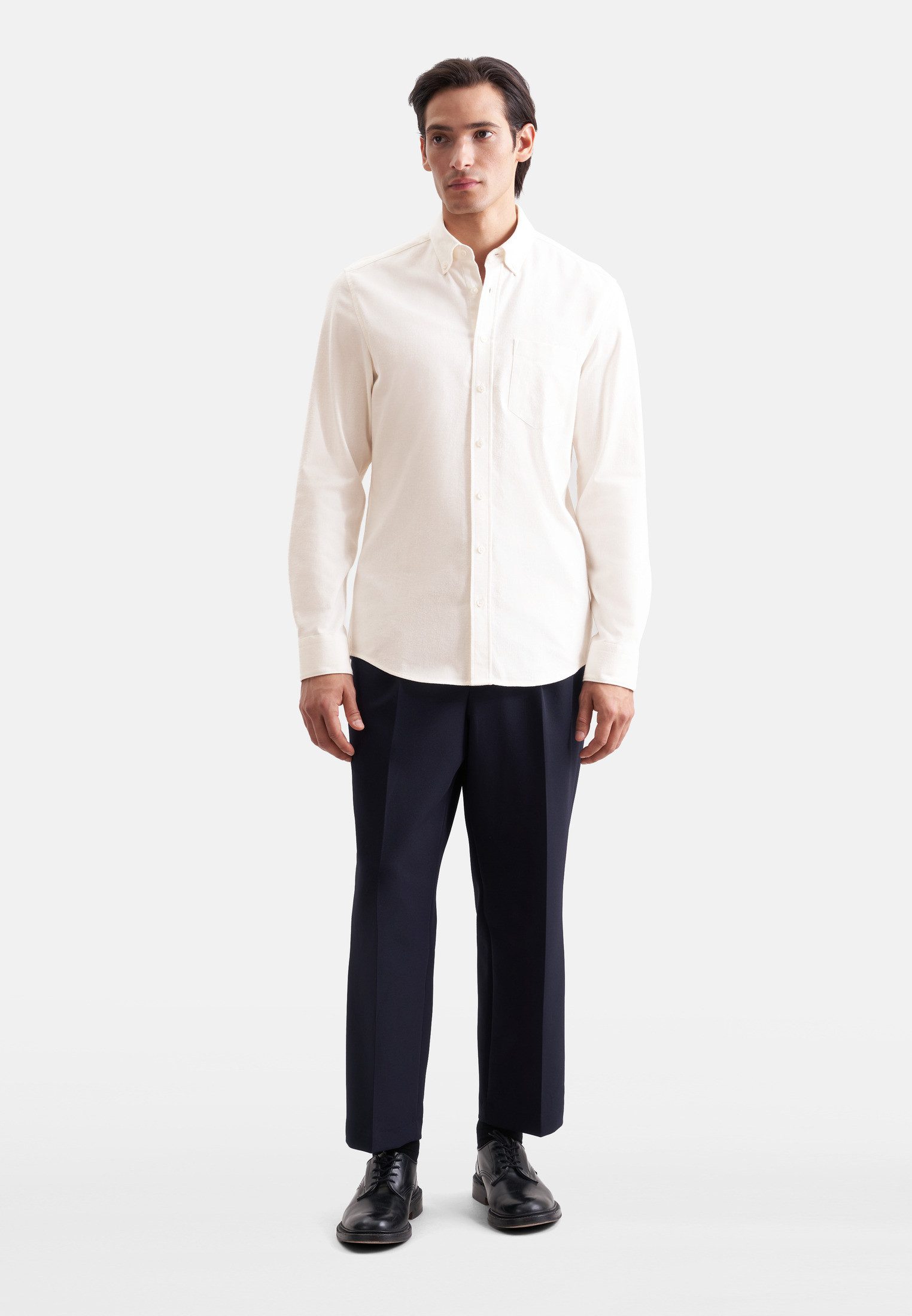 seidensticker Flanellhemd Slim 1/1 Button-Down-Kragen Uni
