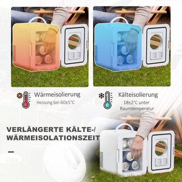 HOMCOM Kühlbox Auto-Warmhaltebox, 4L Kühlschrank Mini-Kühlschrank 60 W für Camping Weiß