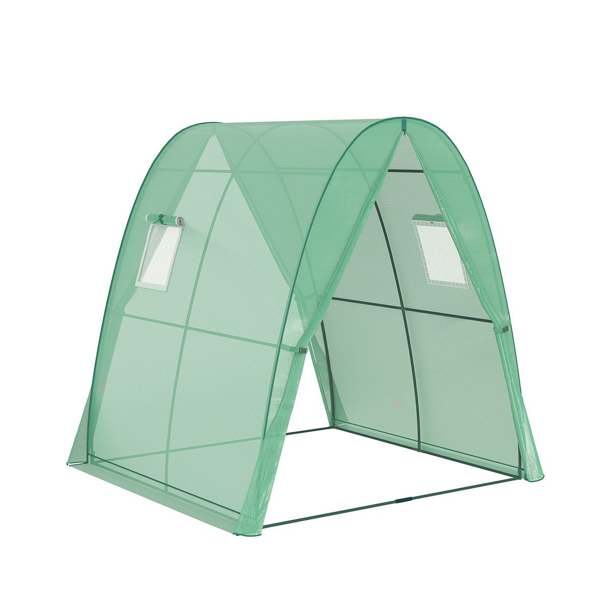 XDeer Gewächshaus Gewächshaus mit Sandsäcken Kunststoff-Abdeckung und Rolltür, Bogen Treibhaus Pflanzenhaus Tomatenhaus 180x180x200cm grün | Rabatt: 20%