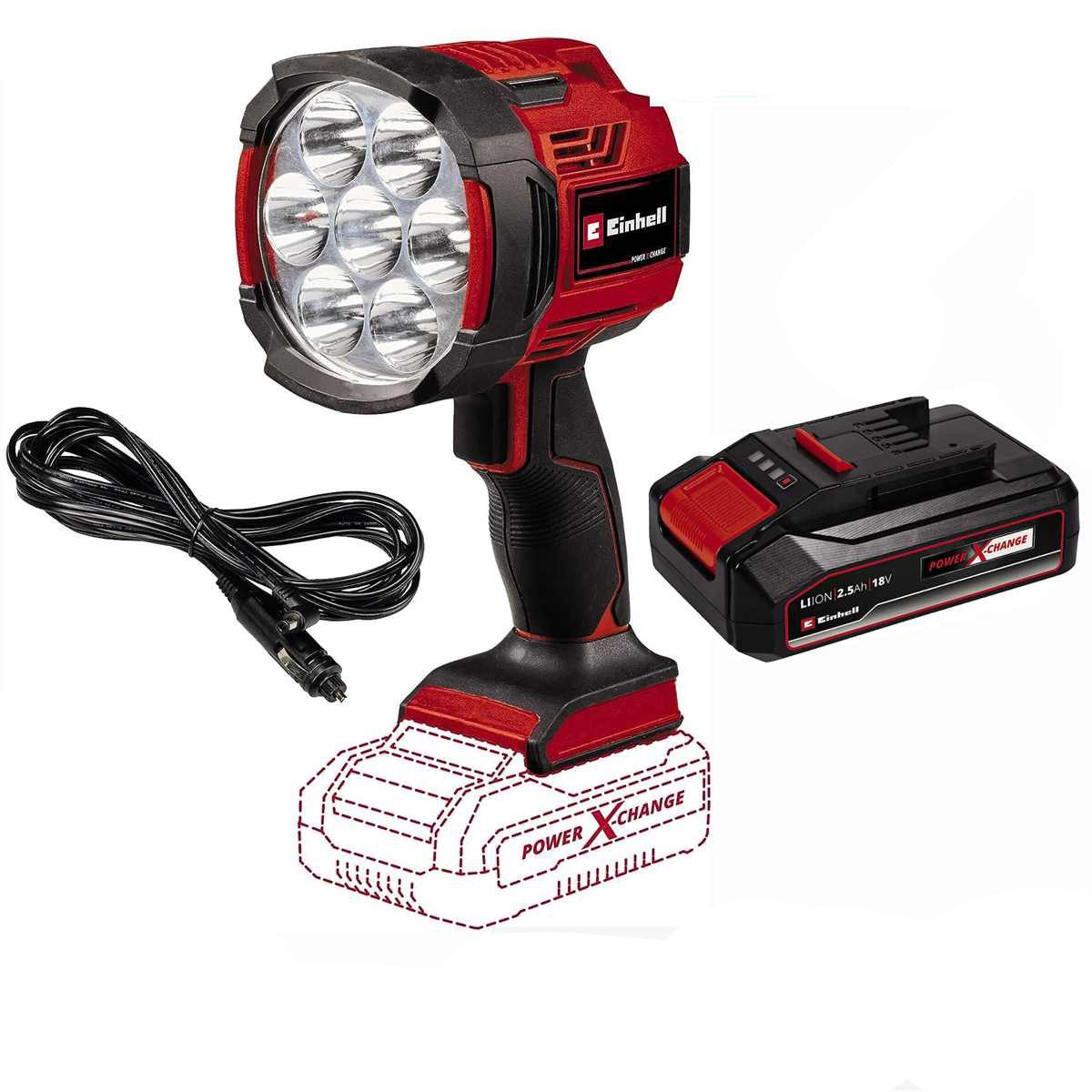 Einhell LED Taschenlampe Lampe TE-CL 18/2500 LiAC-Akku 2.5 Ah OHNE Ladegerät 18V, 2500lm 7 LED
