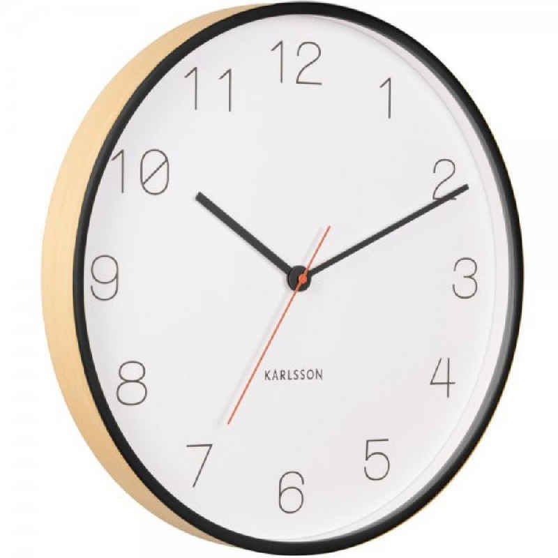 Karlsson Uhr Wanduhr Joy Wood mit Schwarzen Akzenten (40cm)