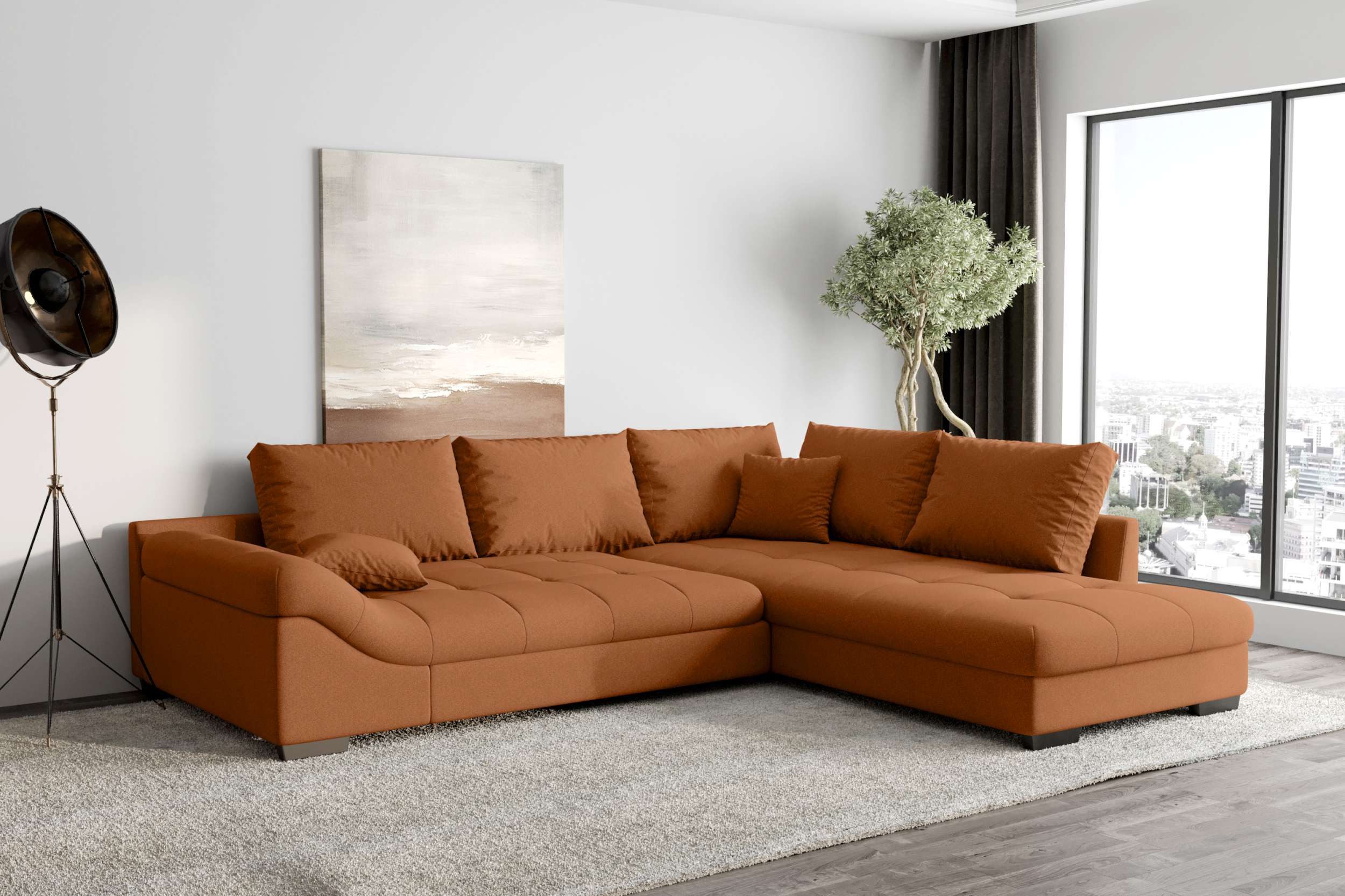 99rooms Ecksofa Terra, Sofa, L-Form, Inkl. 5 Rückenkissen, mit Rundumbezug, Wellenfederung