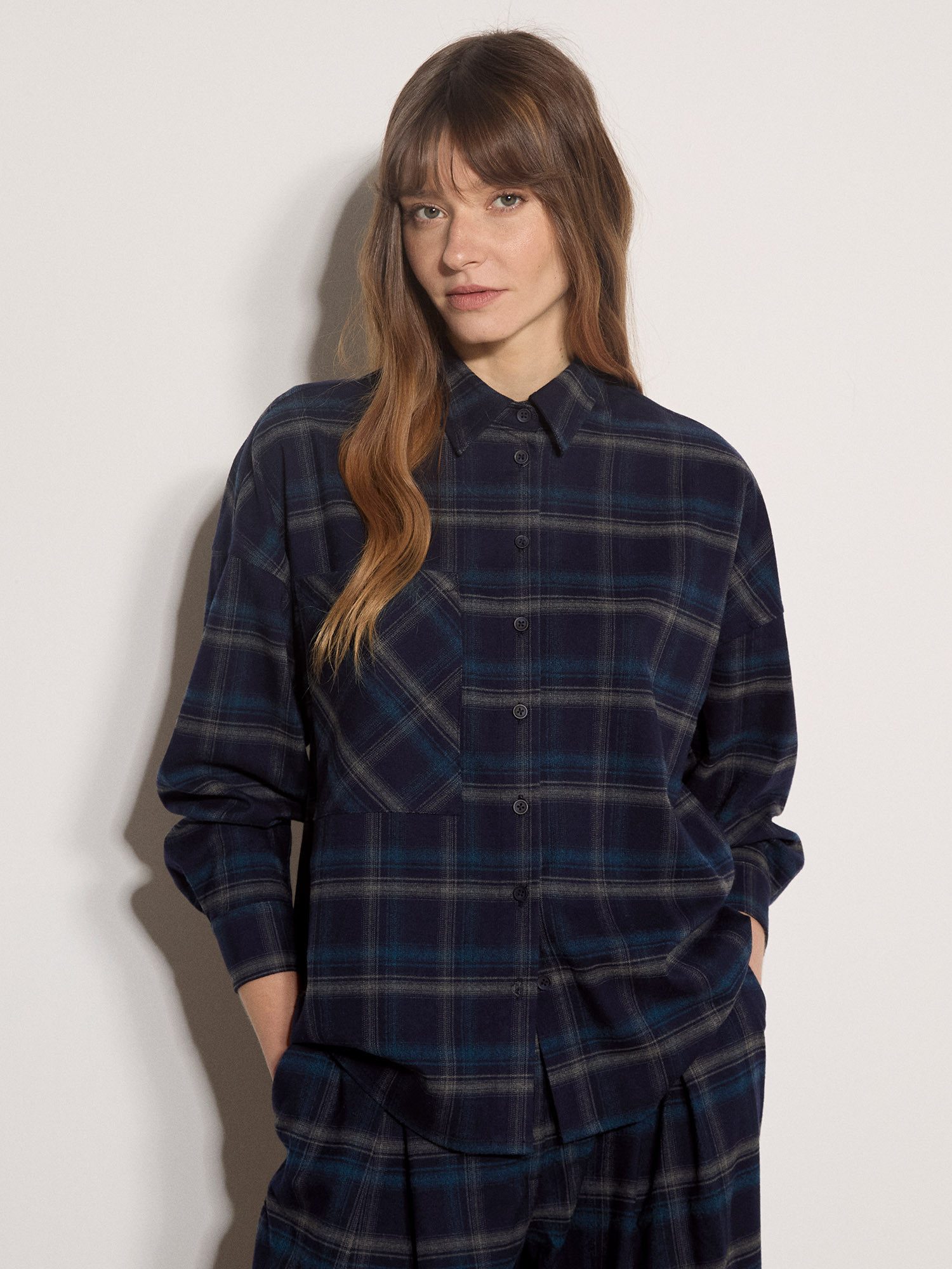 Apricot Hemdbluse Oversized-Hemd mit Karomuster