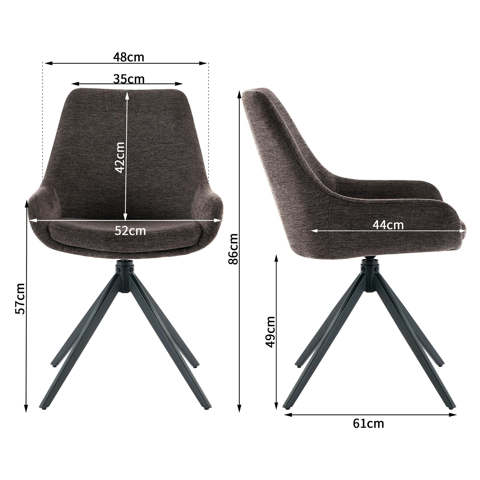 AISALL Polsterstuhl moderner Restaurantstuhl, Küchenstuhl ohne Armlehnen, drehbar (2 St), Esszimmerstuhl, ergonomischer Komfort & Vielseitig Einsetzbar