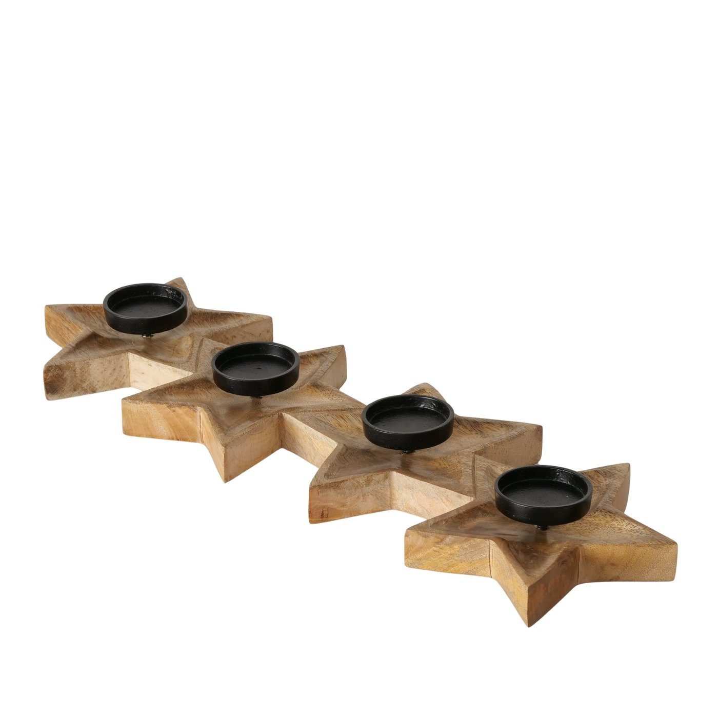 MF Adventsleuchter Teelichthalter Holz Asteria Stern aus Mangoholz für 4 Teelichter (1 St) – Bild 5 von 5