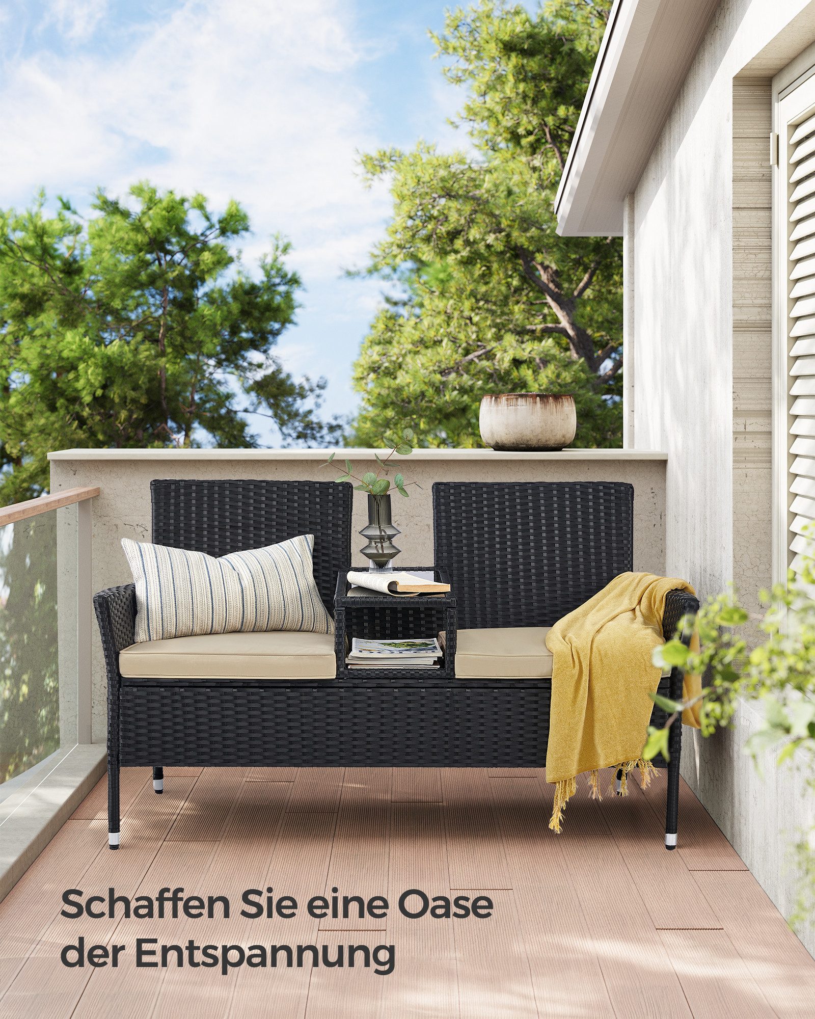 SONGMICS Balkonset, (1-tlg., 1 Gartensofa, mit Tisch, Kissen), Gartenmöbel, günstig online kaufen