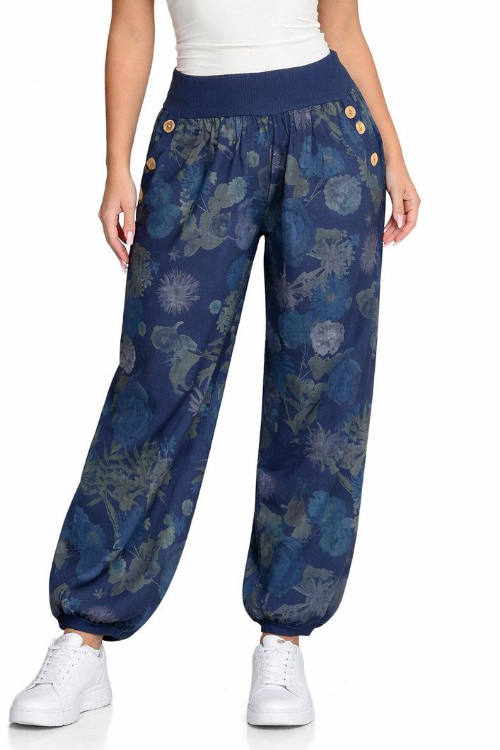 Mississhop Haremshose Baumwollhose Damenhose Aladinhose Blumenprint Sommerhose M. 277 (1-tlg)