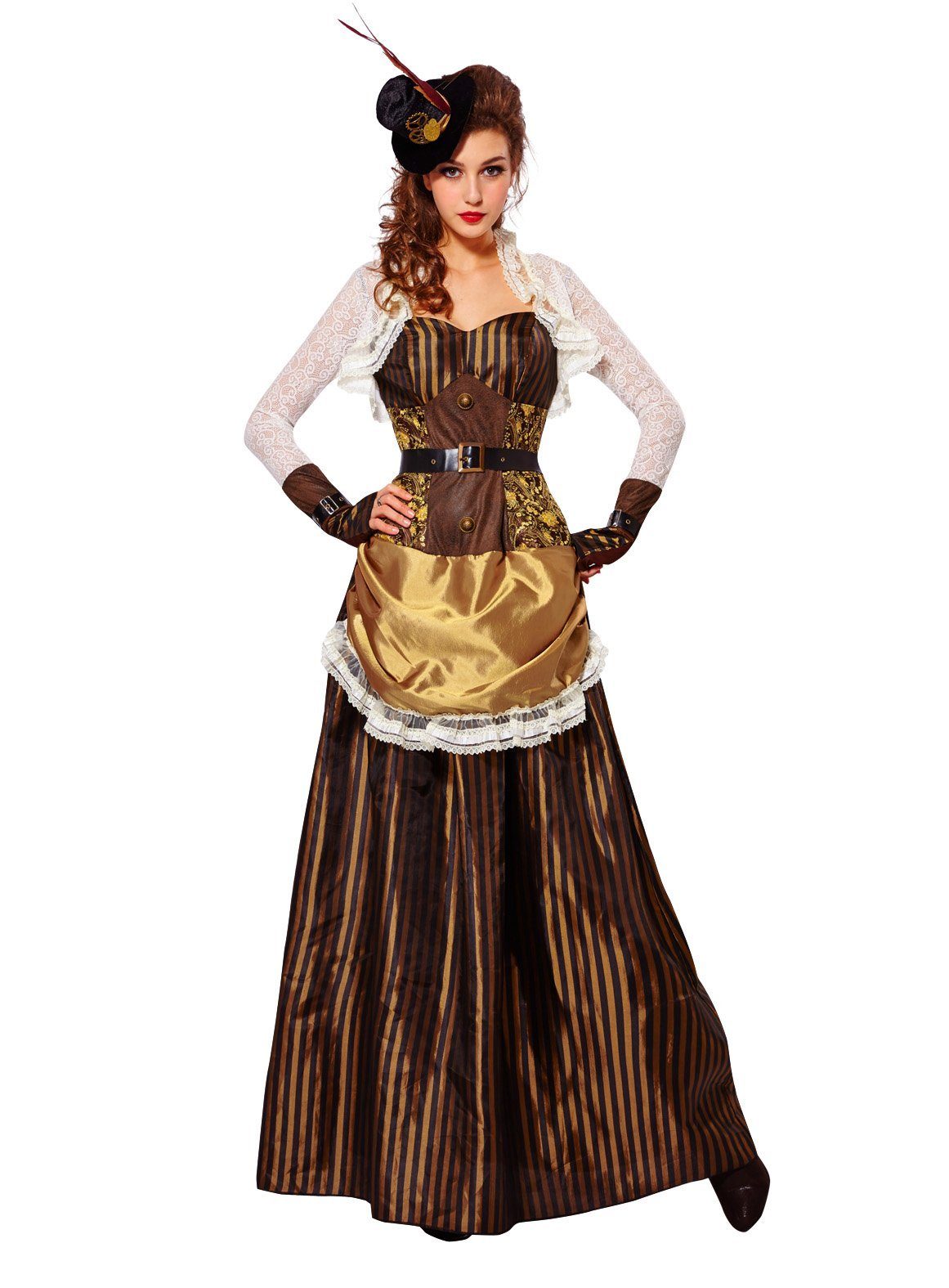 Widdmann Kostüm Steampunk Abenteurerin, Viktorianisches Steampunk-Outfit für Damen