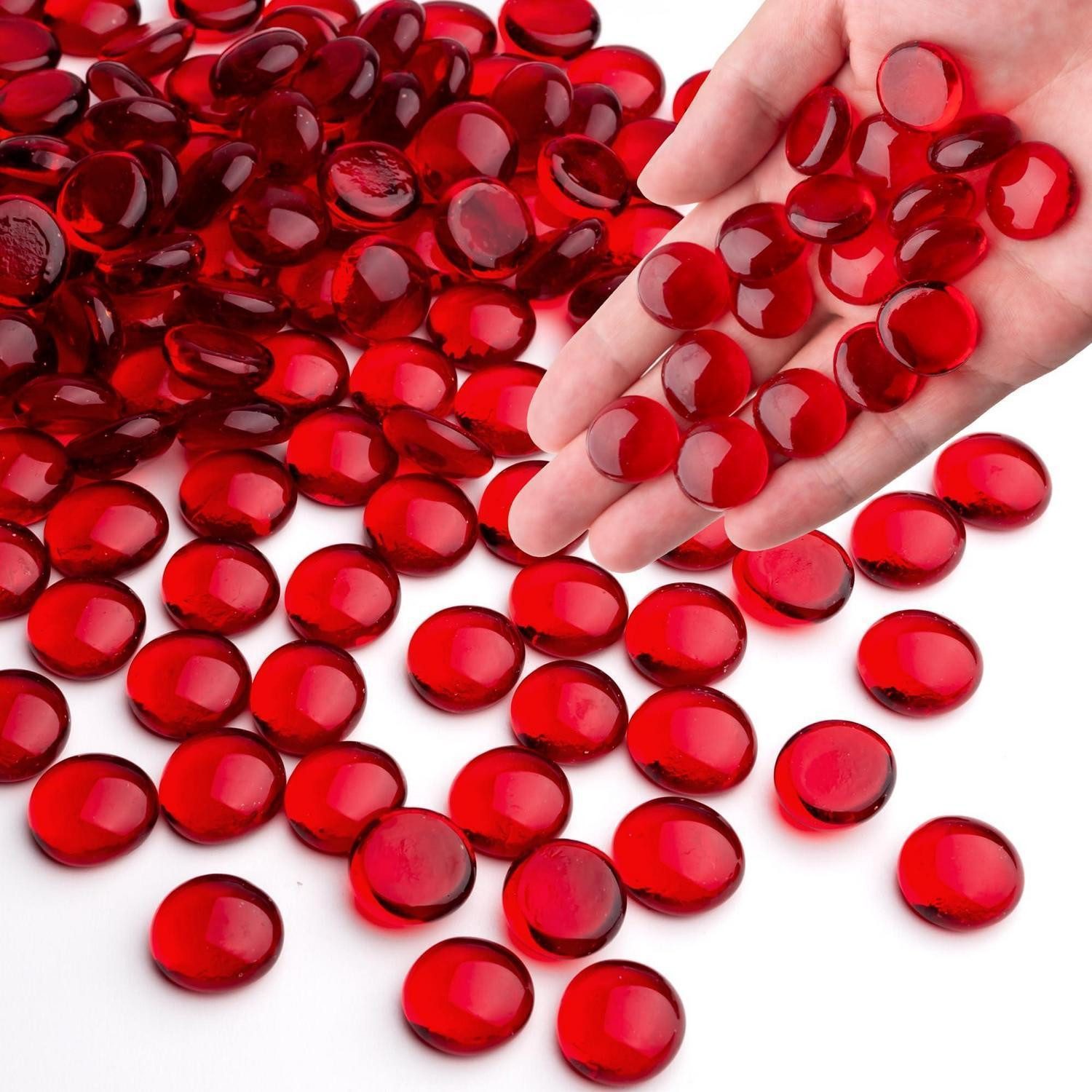 LuxusKollektion Kieselsteine Glassteine Rot 440g 85-100 Stk 13-20mm