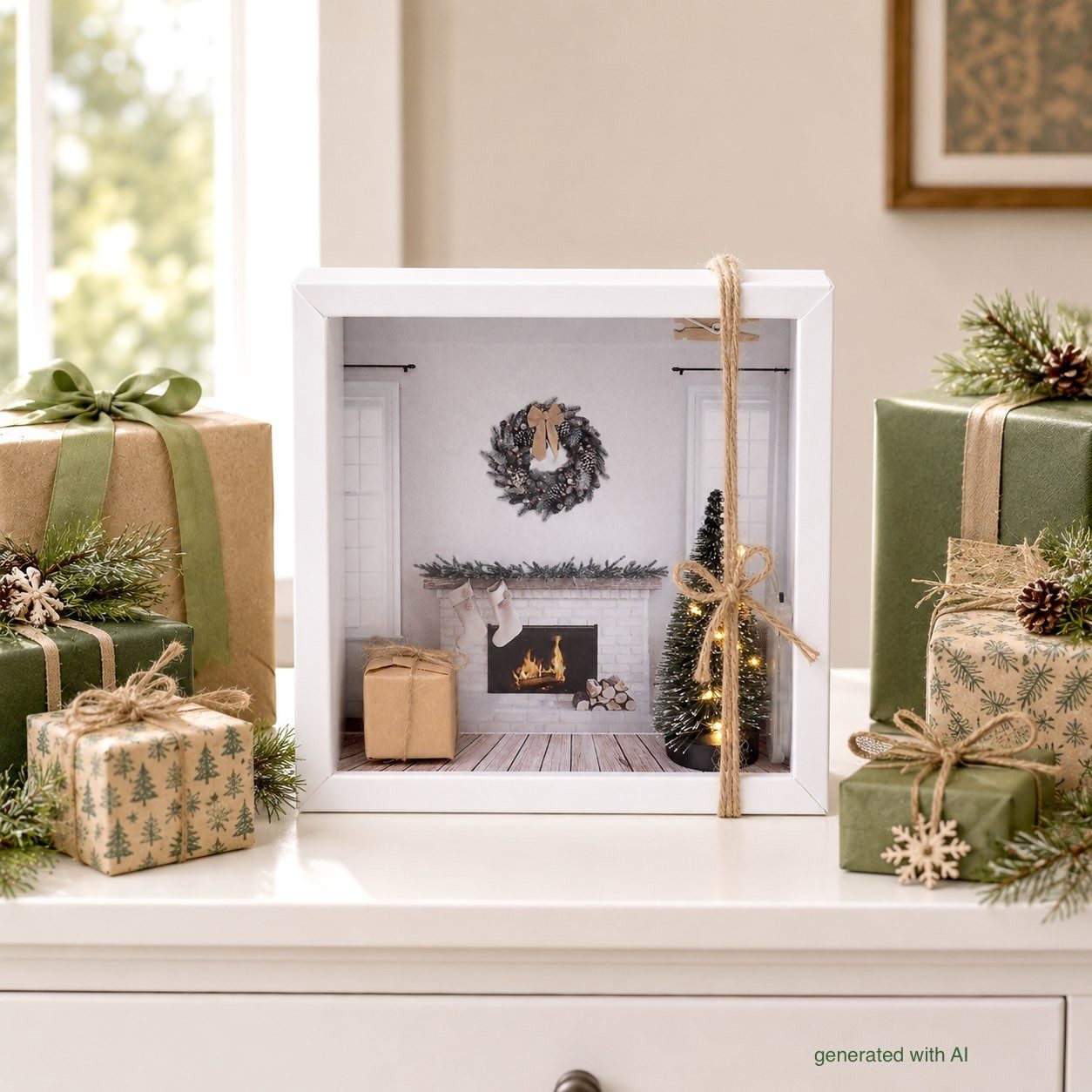 ZauberDeko Geschenkbox Geldgeschenk Verpackung Weihnachten XMAS Kamin LED Lichterkette – Bild 2 von 5