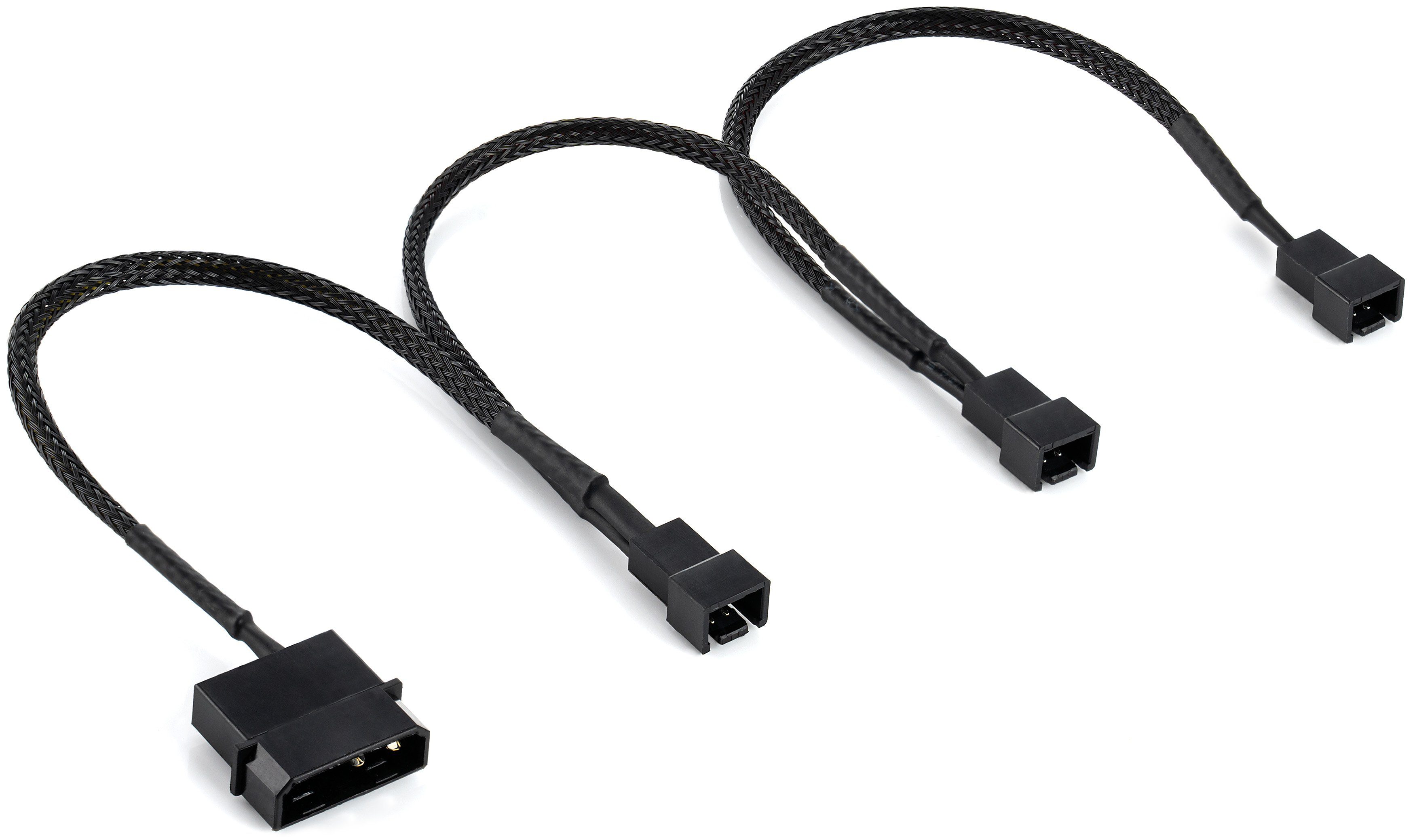 Poppstar Lüfter Verteilerkabel 3x20cm, Molex (m) auf 3x 2-Pin Stecker (m) Computer-Kabel, (60 cm), 12V, zum Anschluss von Prozessor- und Gehäuselüftern an ein Netzteil