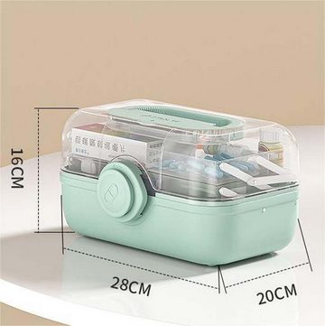 FIDDY Medizinschrank Tragbare Medikamenten-Aufbewahrungsbox mit großem Fassungsvermögen (Mehrschichtige transparente Medikamentenbox für zu Hause, 1-St)