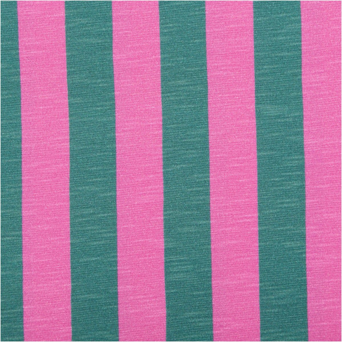 Swafing Stoff Viskose Stoff Slub Jersey Streifen pink grün Swafing 1,60m, allergikergeeignet
