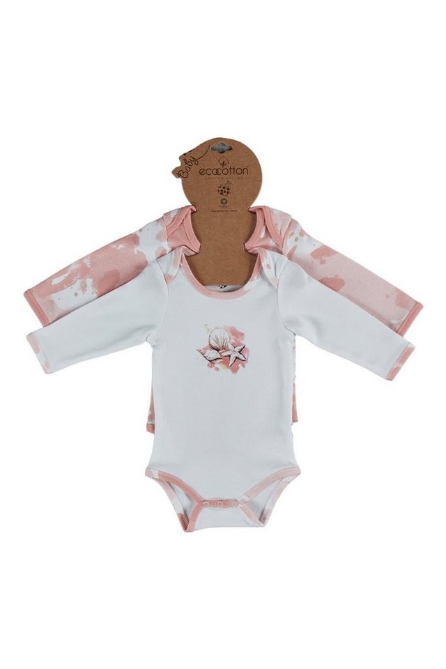 Ecocotton Langarmbody Baby Langarm Body Set ROSA aus 100% Bio Baumwolle  (2-teilig) (Set, 2er Set) Bio-Baumwolle