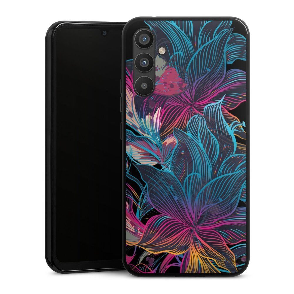 DeinDesign Handyhülle Neon Blumen bunt Neon Flower Power, Samsung Galaxy A34 5G Silikon Hülle Bumper Case Handy Schutzhülle