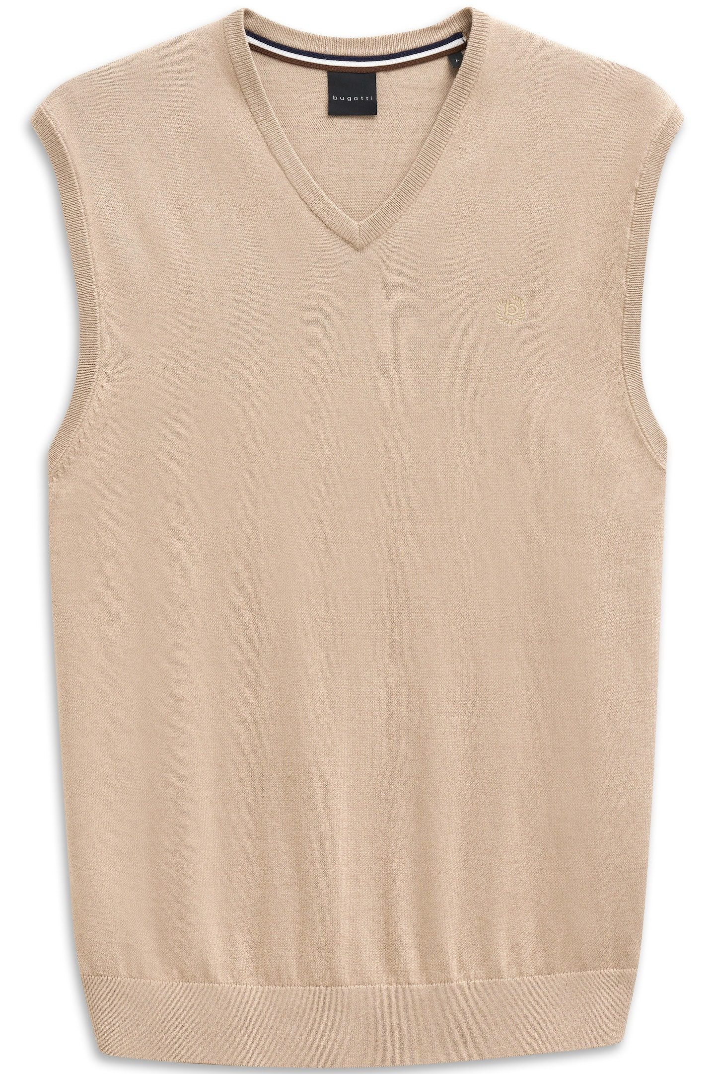 bugatti Pullunder Regular Fit mit V-Ausschnitt aus Baumwolle-Kaschmir