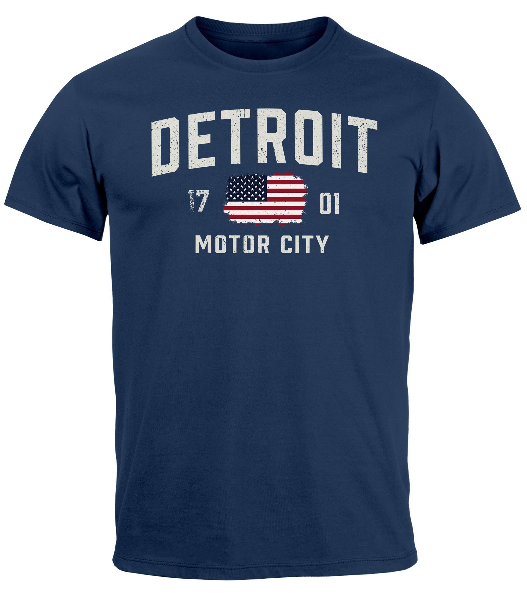 Neverless Print-Shirt Herren T-Shirt Detroit USA günstig online kaufen