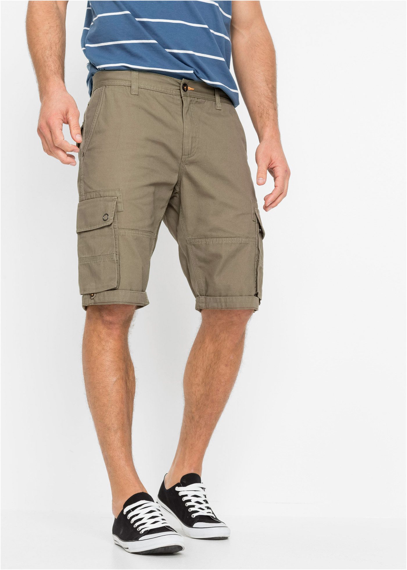 bonprix Cargobermudas Cargo-Bermuda, aus Baumwolle, mit verstellbarer Länge, Regular Fit