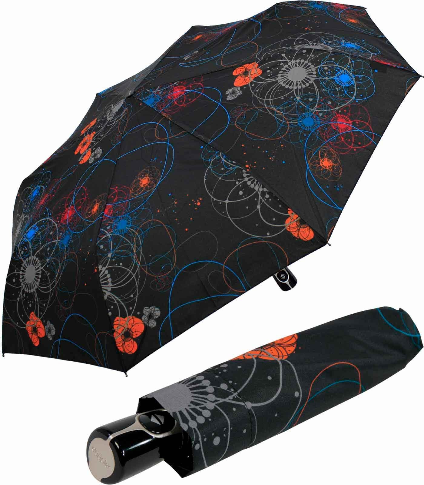 doppler® - und schwarz Damen Barcelona, Taschenregenschirm Auf-Zu-Automatik stabil praktisch Magic elegant, Fiber