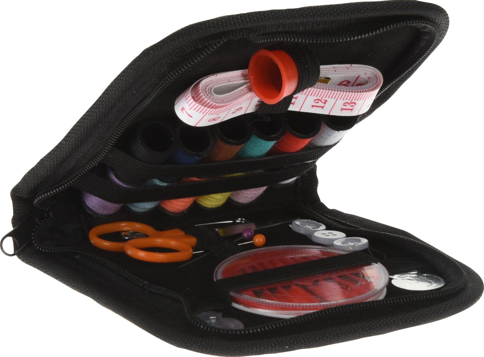 Koopman Nähset Nähkasten Reiseset 34 Tlg. Nähzeug Nähbox Reise Etui Schwarz Nähgarn, (Set, 1-St., Packung), Klappbar, Set, incl Reißverschluss, schwarze Tasche