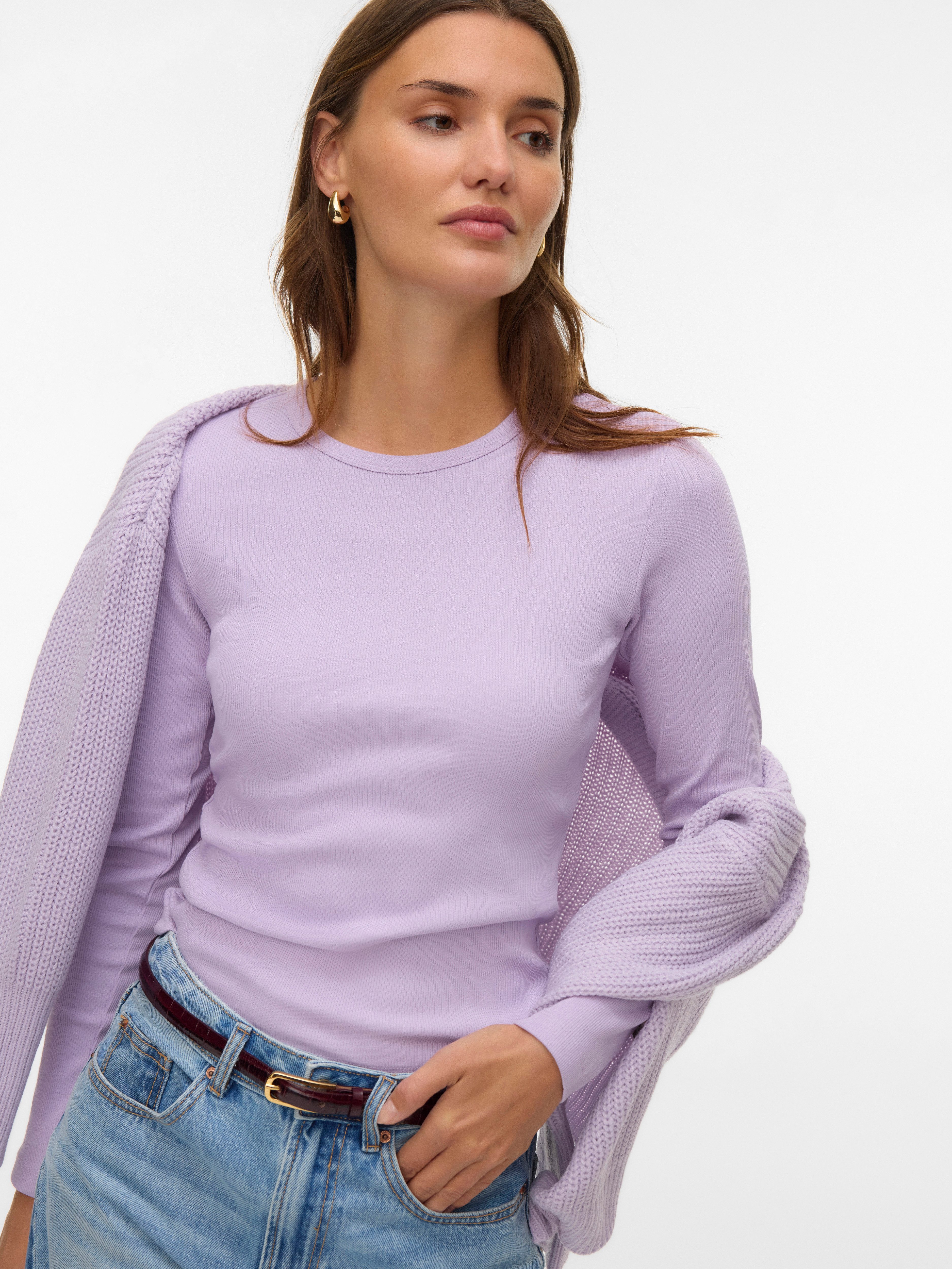 Vero Moda Langarmshirt VMCHLOE LS SHORT TOP JRS NOOS Baumwollmischung