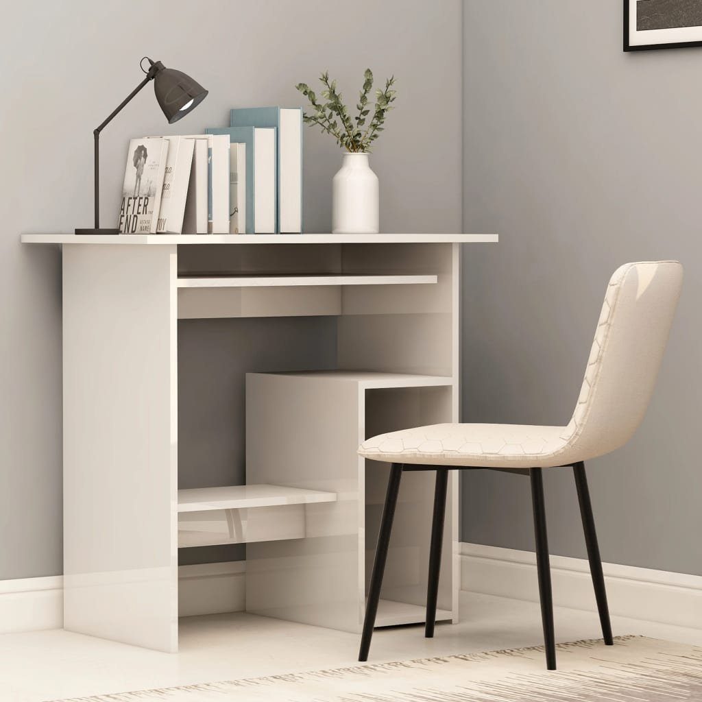 furnicato Schreibtisch Hochglanz-Weiß 80x45x74 cm Holzwerkstoff günstig online kaufen