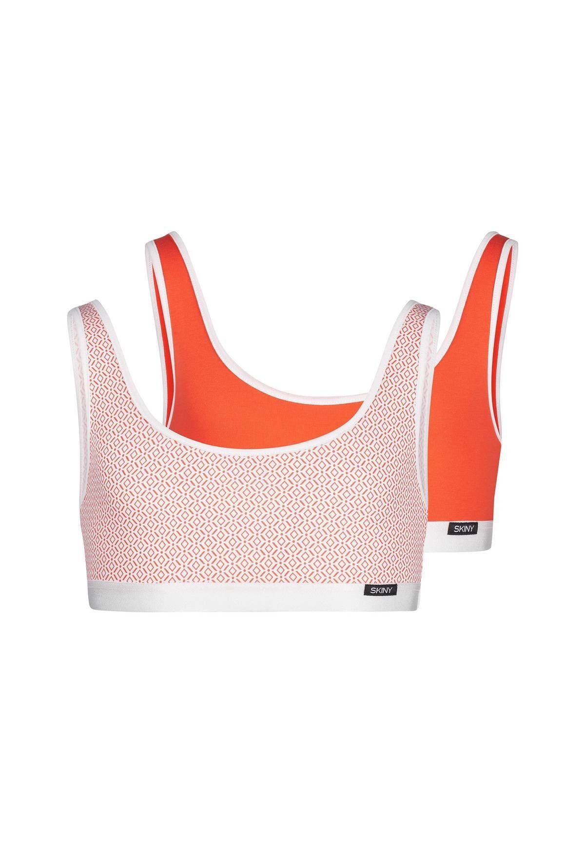 Skiny Bustier Mädchen Bustier, 2er Pack - Sport BH, Cotton Rosa/Rot