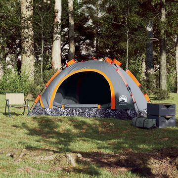 vidaXL Kuppelzelt Zelt Campingzelt 3 Personen Grau und Orange Quick Release