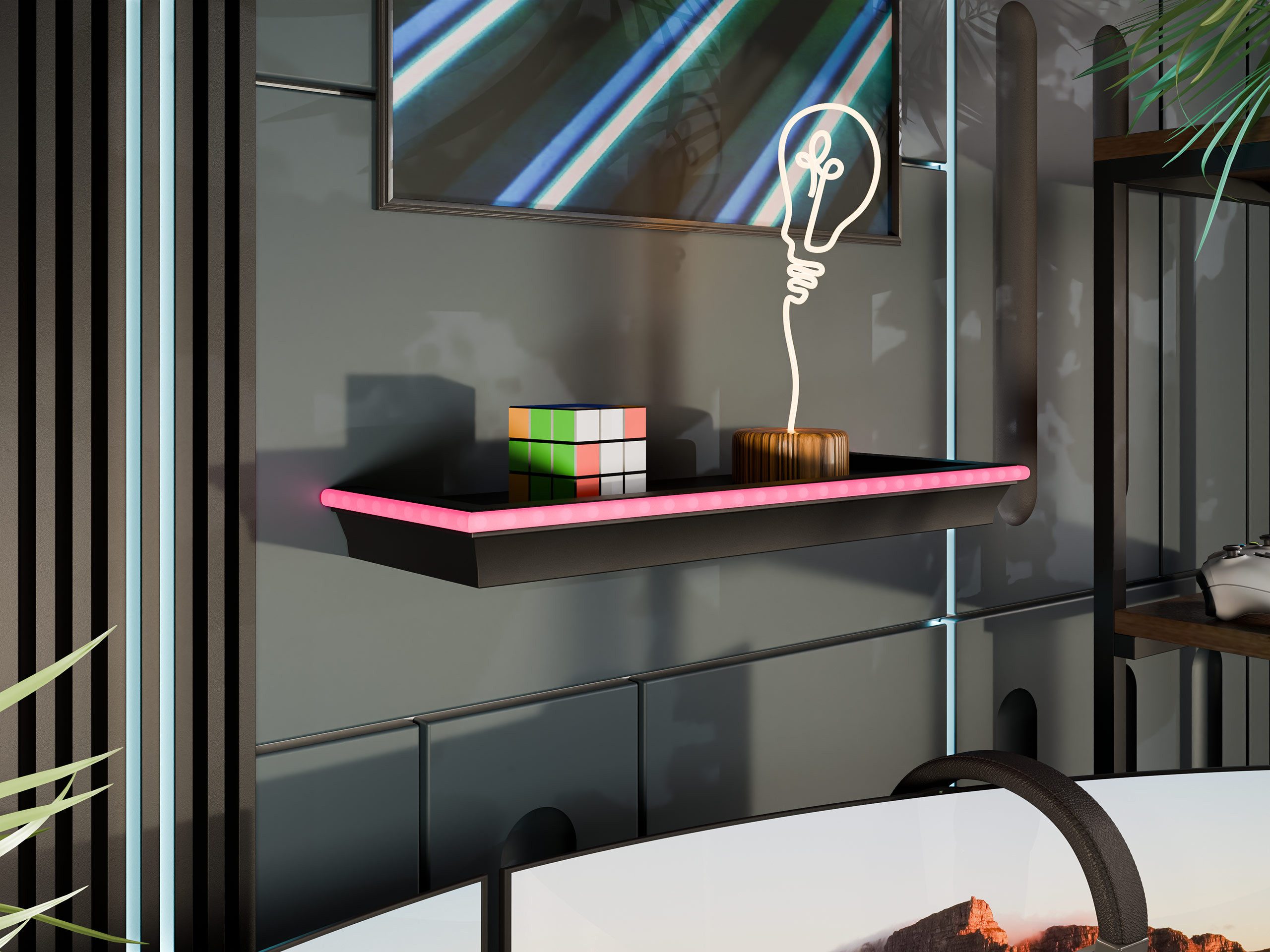 MIRJAN24 Wandregal Wrotyn, mit LED-Beleuchtung, 46x16x5 günstig online kaufen