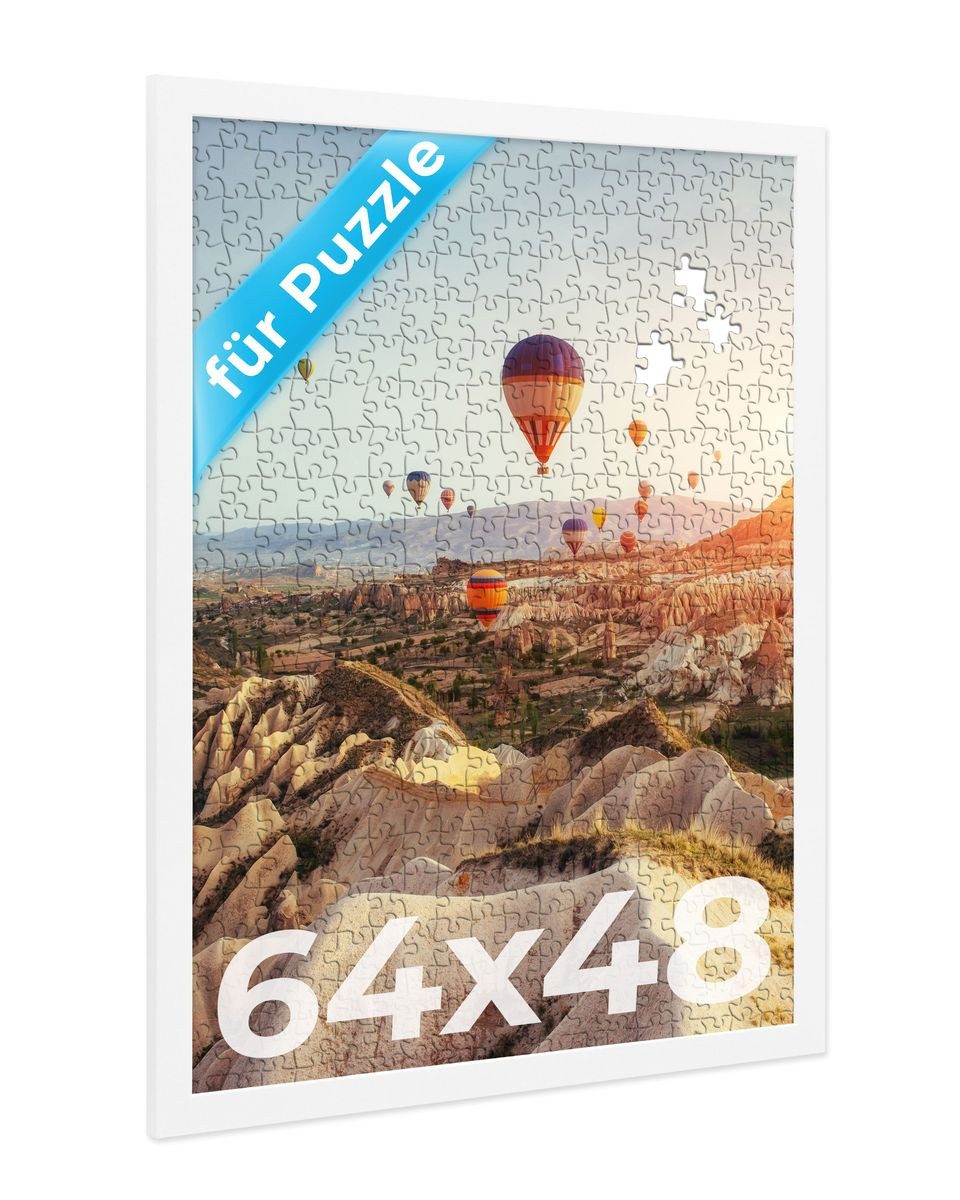 PHOTOLINI Bilderrahmen für Puzzle, Puzzlerahmen mit Acrylglas zum Aufhängen, für 1 Bilder (1 Einzelrahmen), 1000 Teile im Endformat 48x64 cm