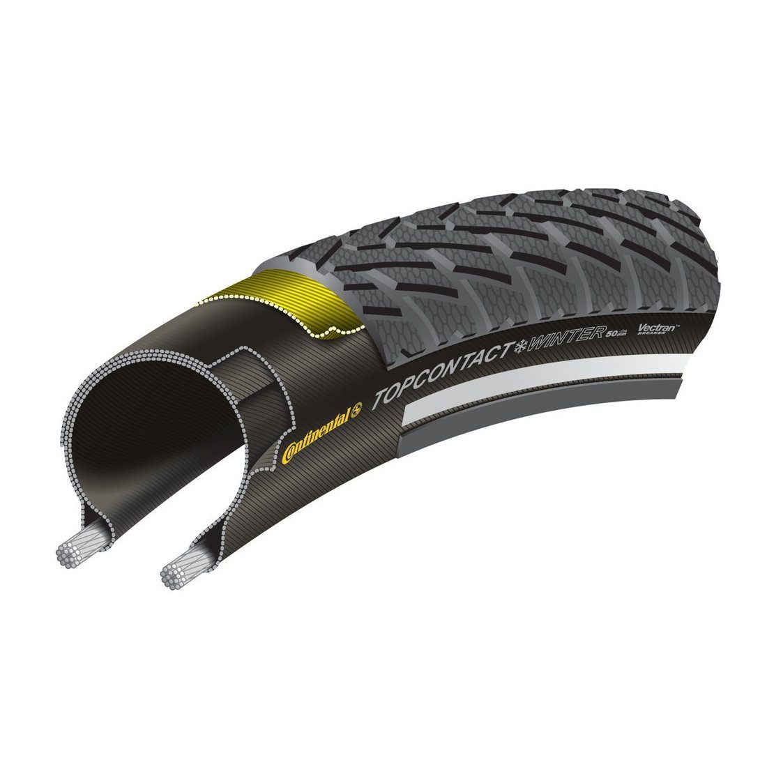 Fahrradreifen Reifen Conti TopContact WinterII Prem.fb 26x2.20" 55-559 schwarz Skin