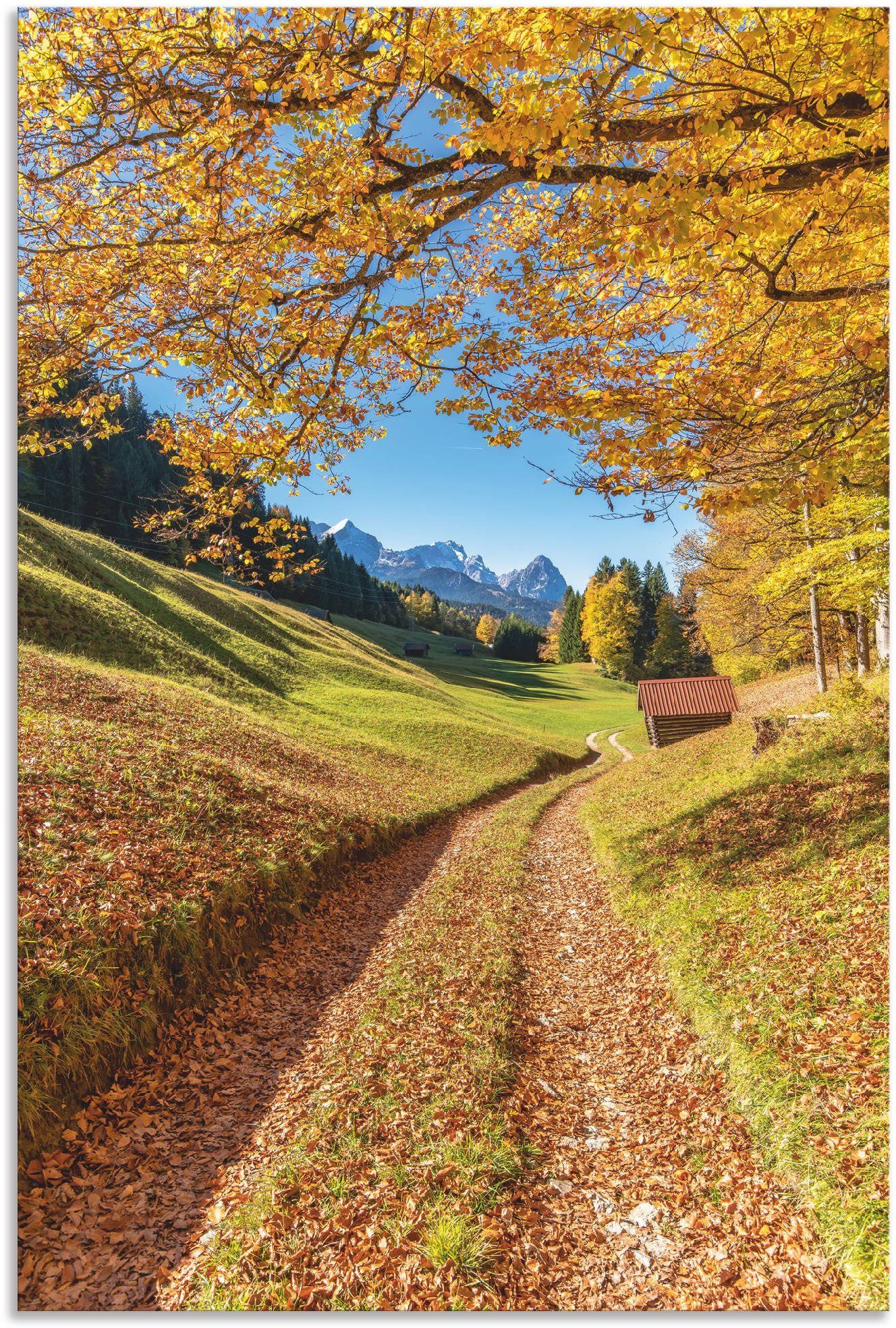 Alpenbilder in Leinwandbild, St), Wandaufkleber versch. Poster Herbst (1 Bayern, Größen als oder in Wandbild Alubild, Artland & Berge